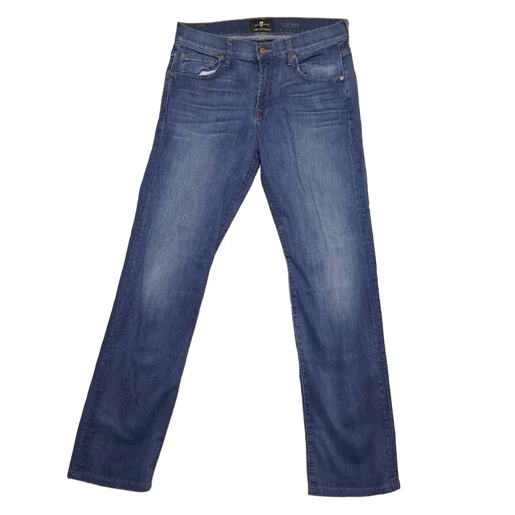7 For All Mankind Womens Straight Leg Jeans Blue Stretch Fad