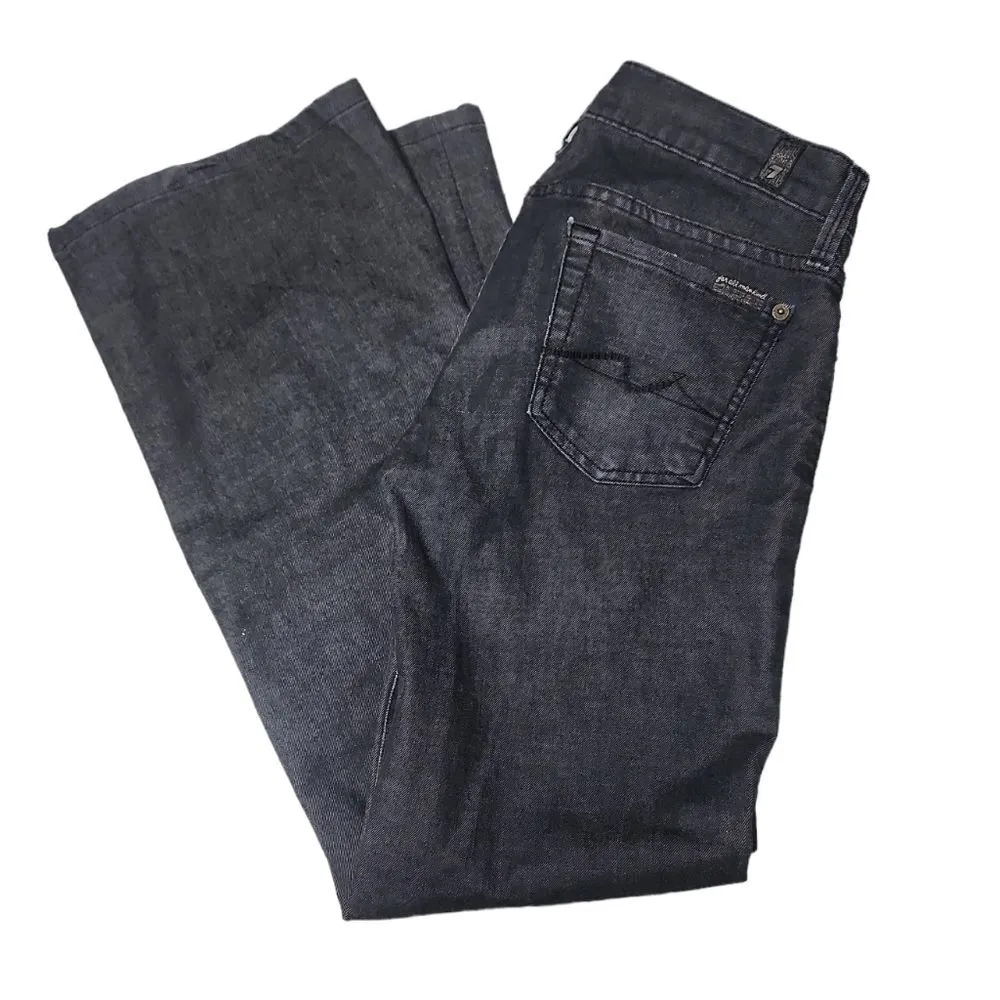 7 for all mankind super flare black stretch mid rise jeans