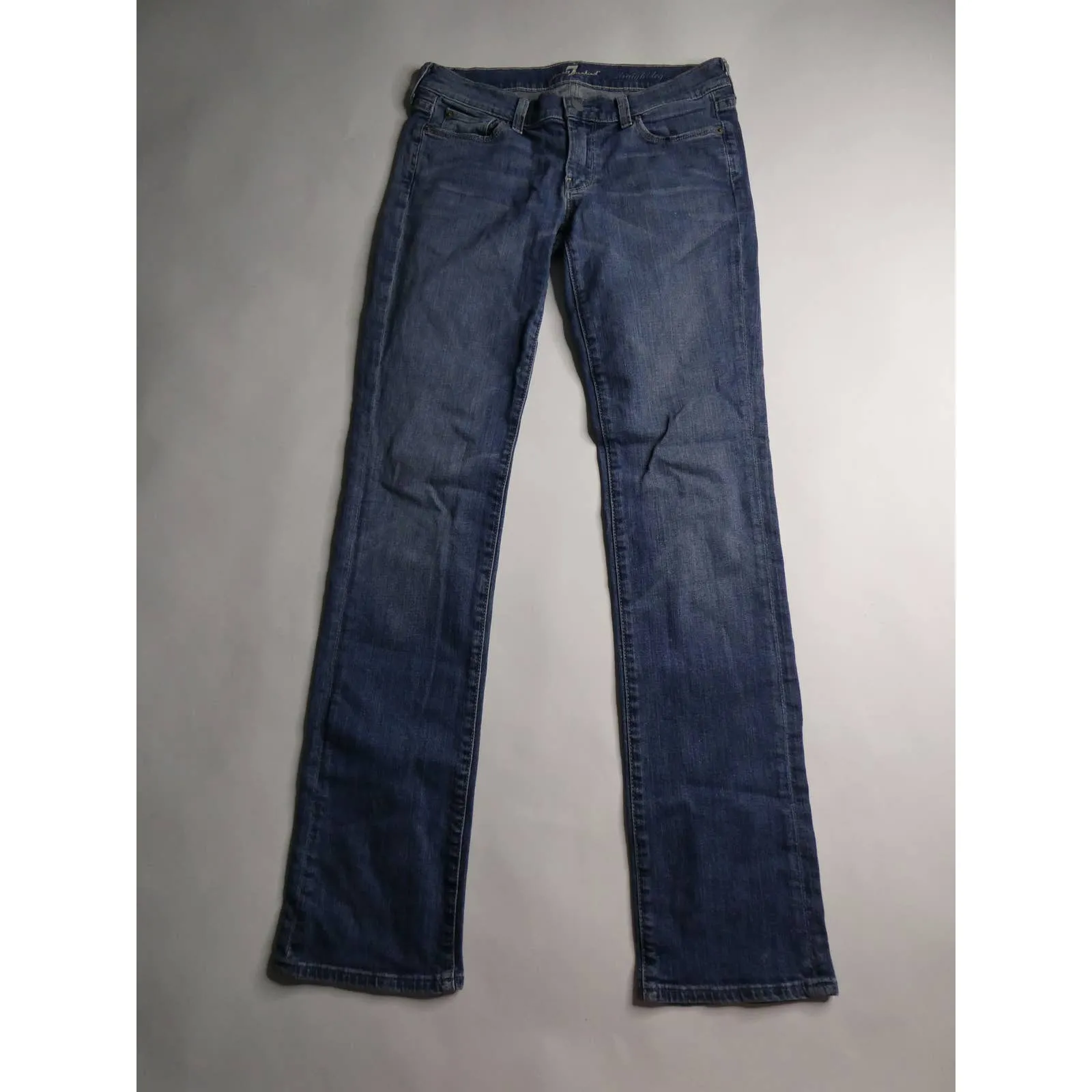 7 FOR ALL MANKIND straight leg jeans, size 27x32 medium wash