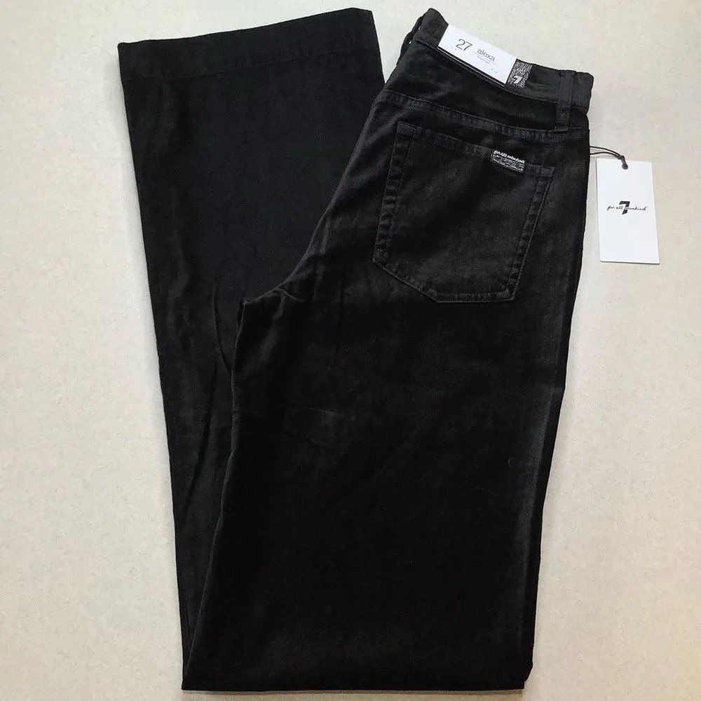 7 For All Mankind Jeans 27X35 Alexa High Waist Trouser Black