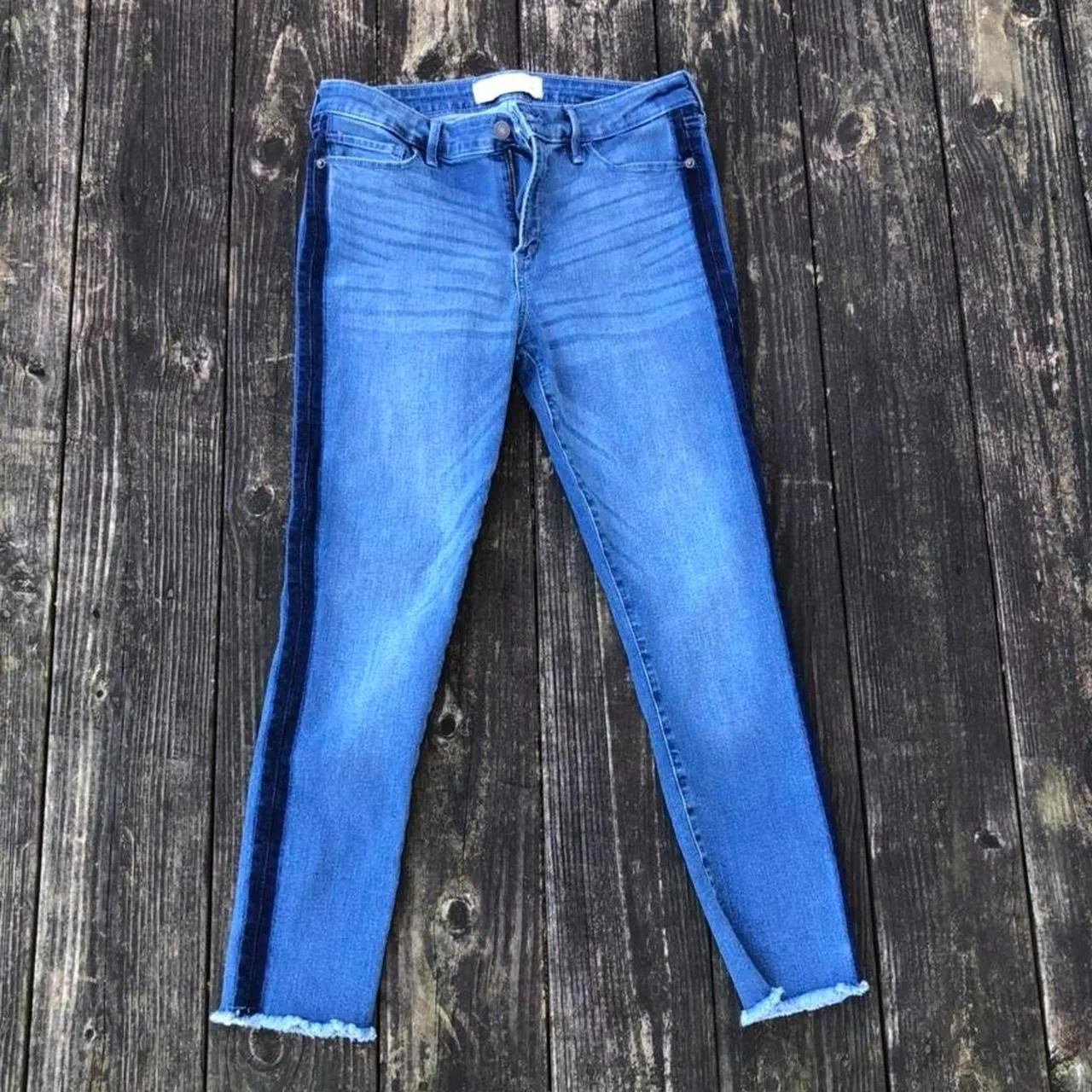 Abercrombie And Fitch Light wash Striped Crop jeans