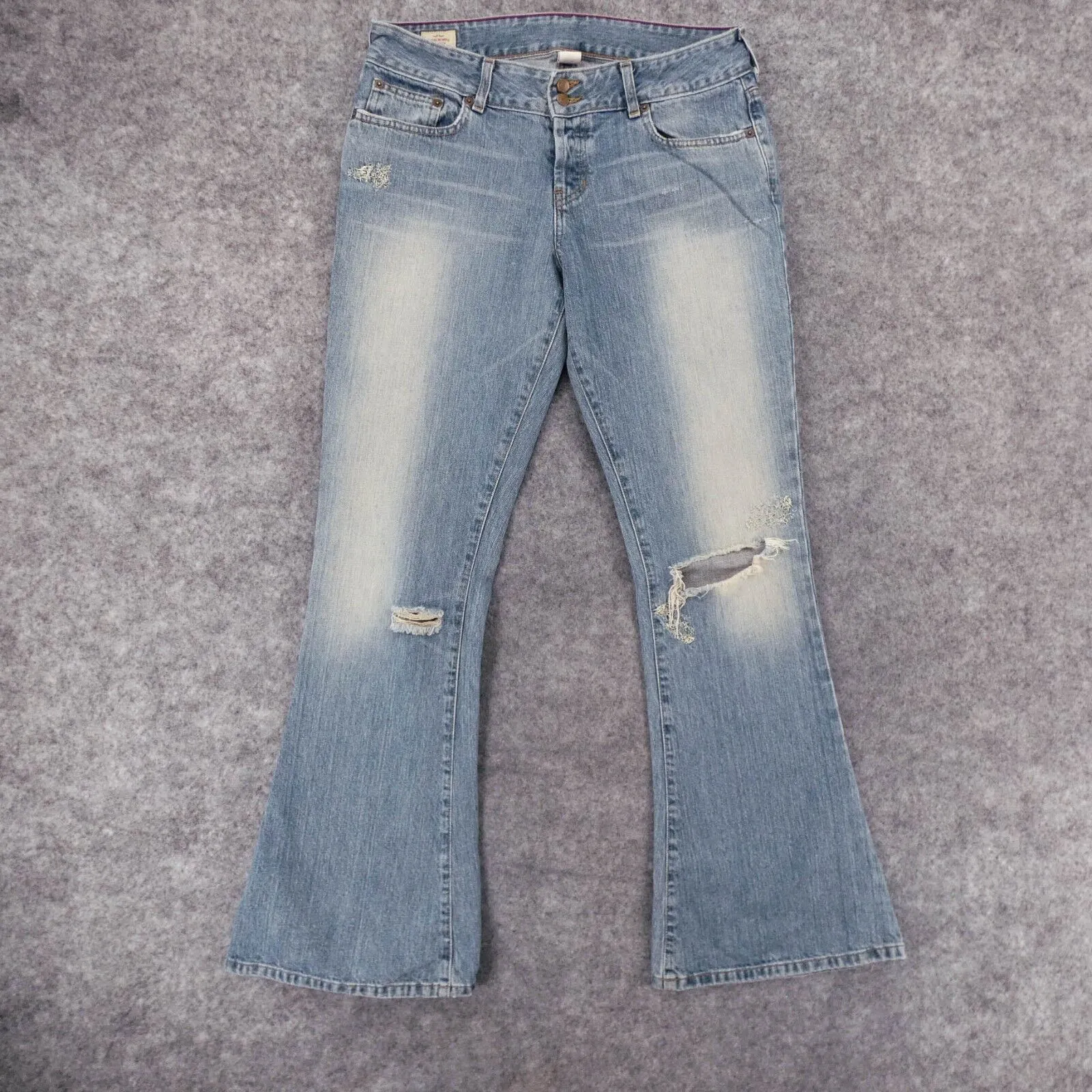 Abercrombie Fitch Jeans Women 8 Boot Cut Mid Rise Light Wash Fade Button Fly USA