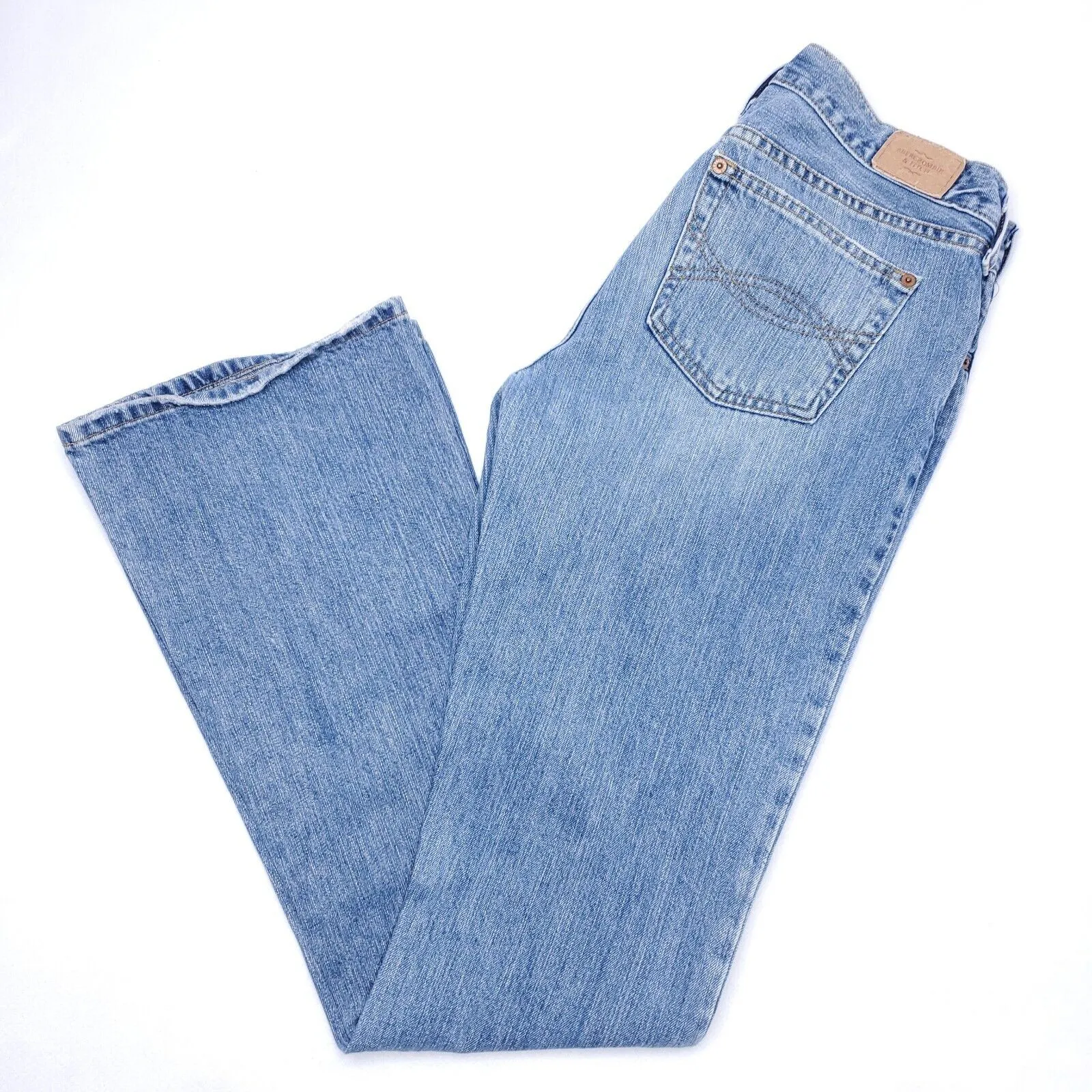 Vintage Y2K Abercrombie & Fitch USA MADE Flared Light Jeans Distressed Size 6L