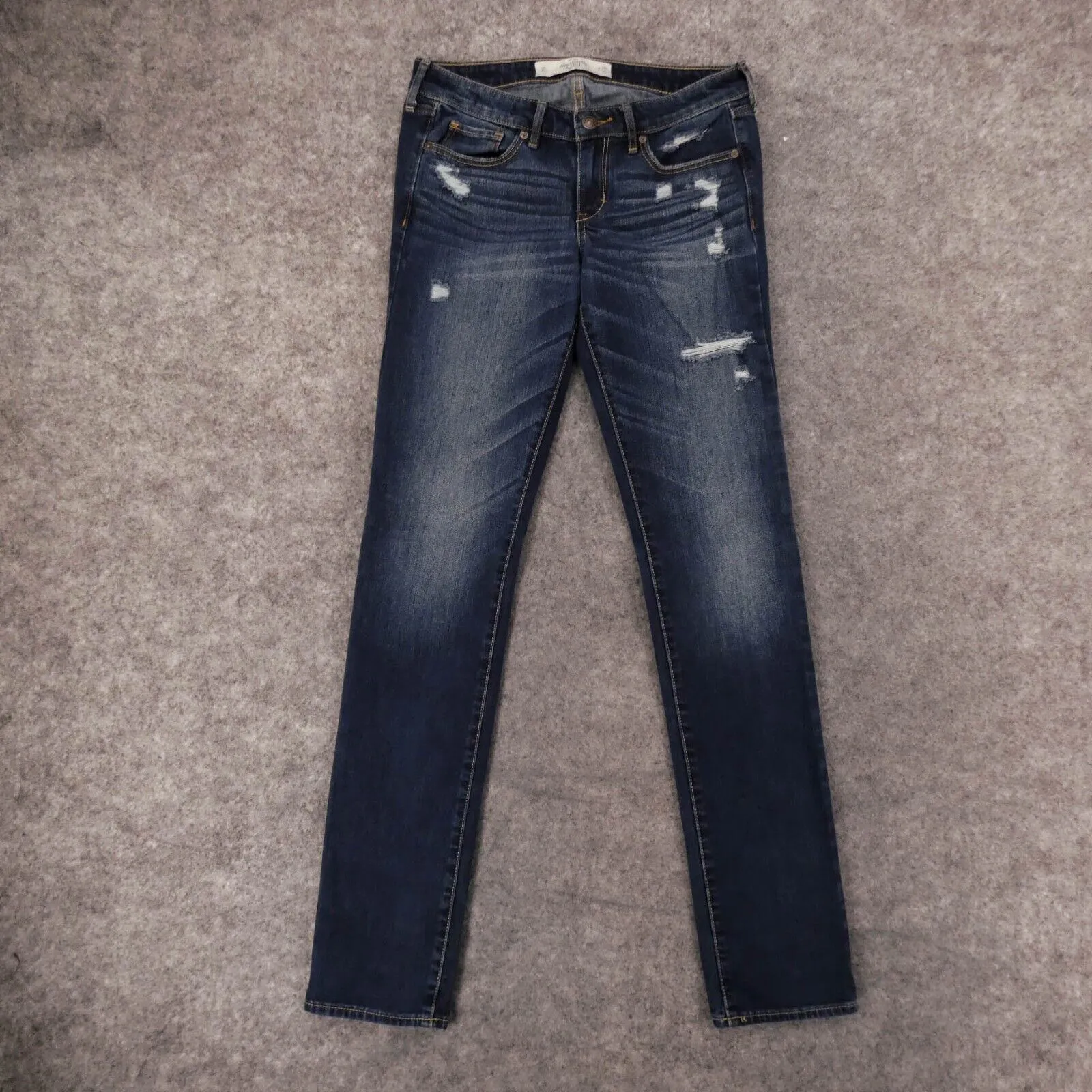 Abercrombie Fitch Jeans Women 2L Stretch Low Rise Skinny Med Wash Distressed