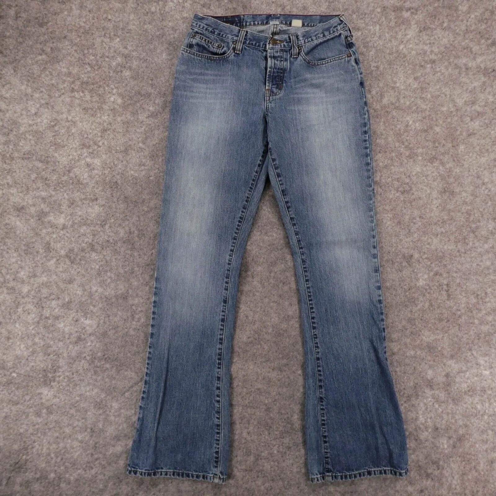 Abercrombie & Fitch Jeans Women 4 L Boot Cut Mid Rise Med Wash Fade Button Fly