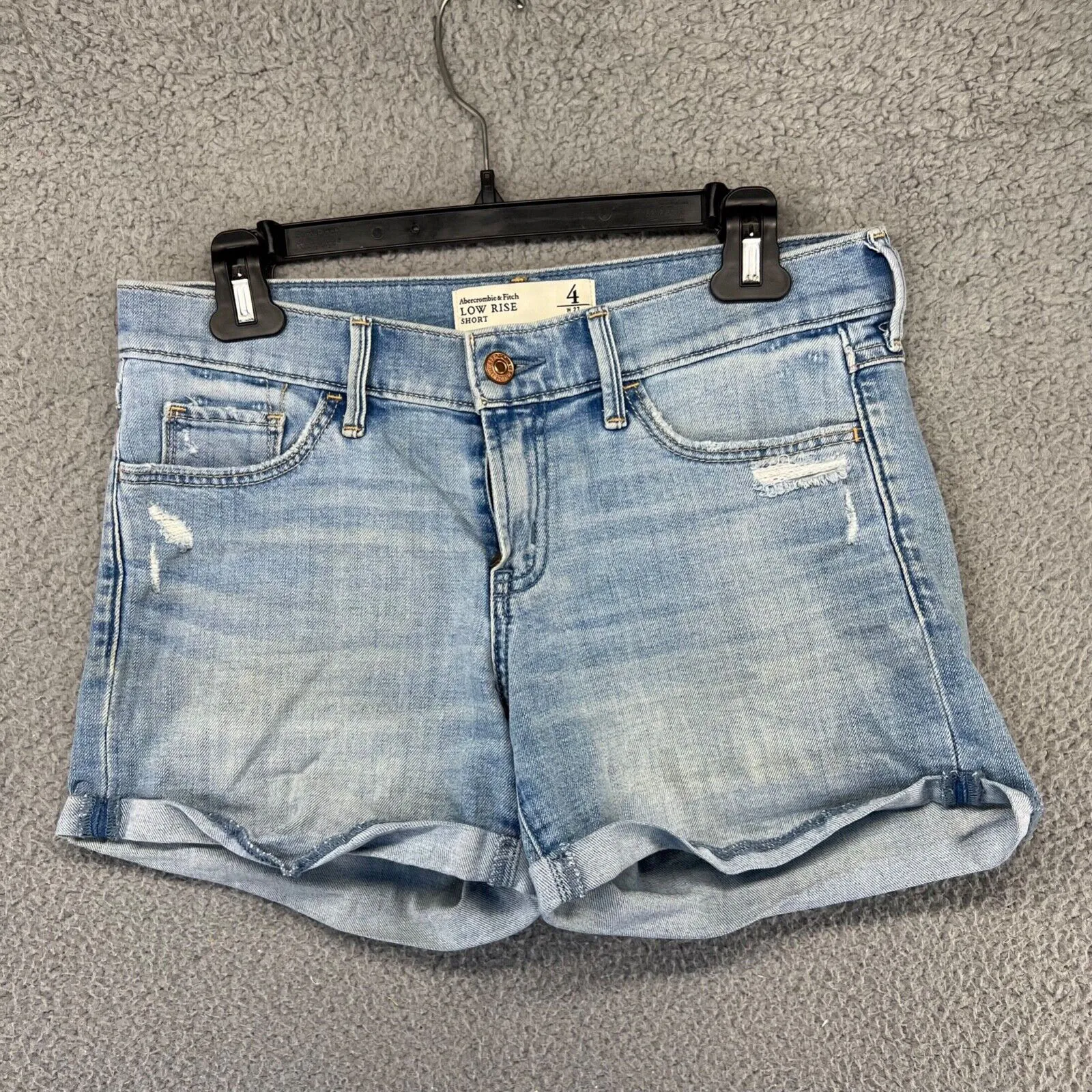 Abercrombie & Fitch Low Rise Denim Jeans Shorts Women's 4 Blue Light Wash Cotton