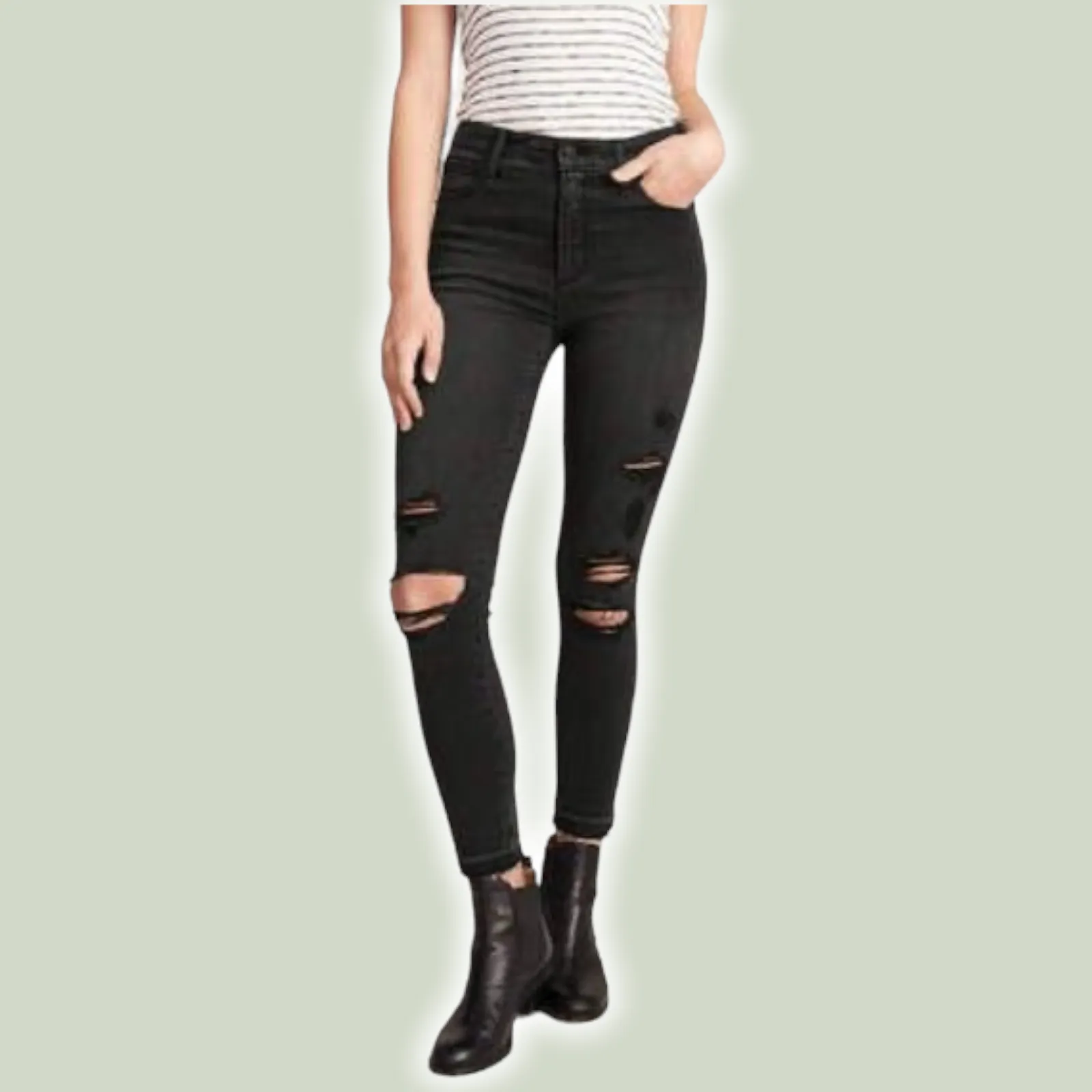 Abercrombie & Fitch High Rise Simone Distressed Slim Jeans