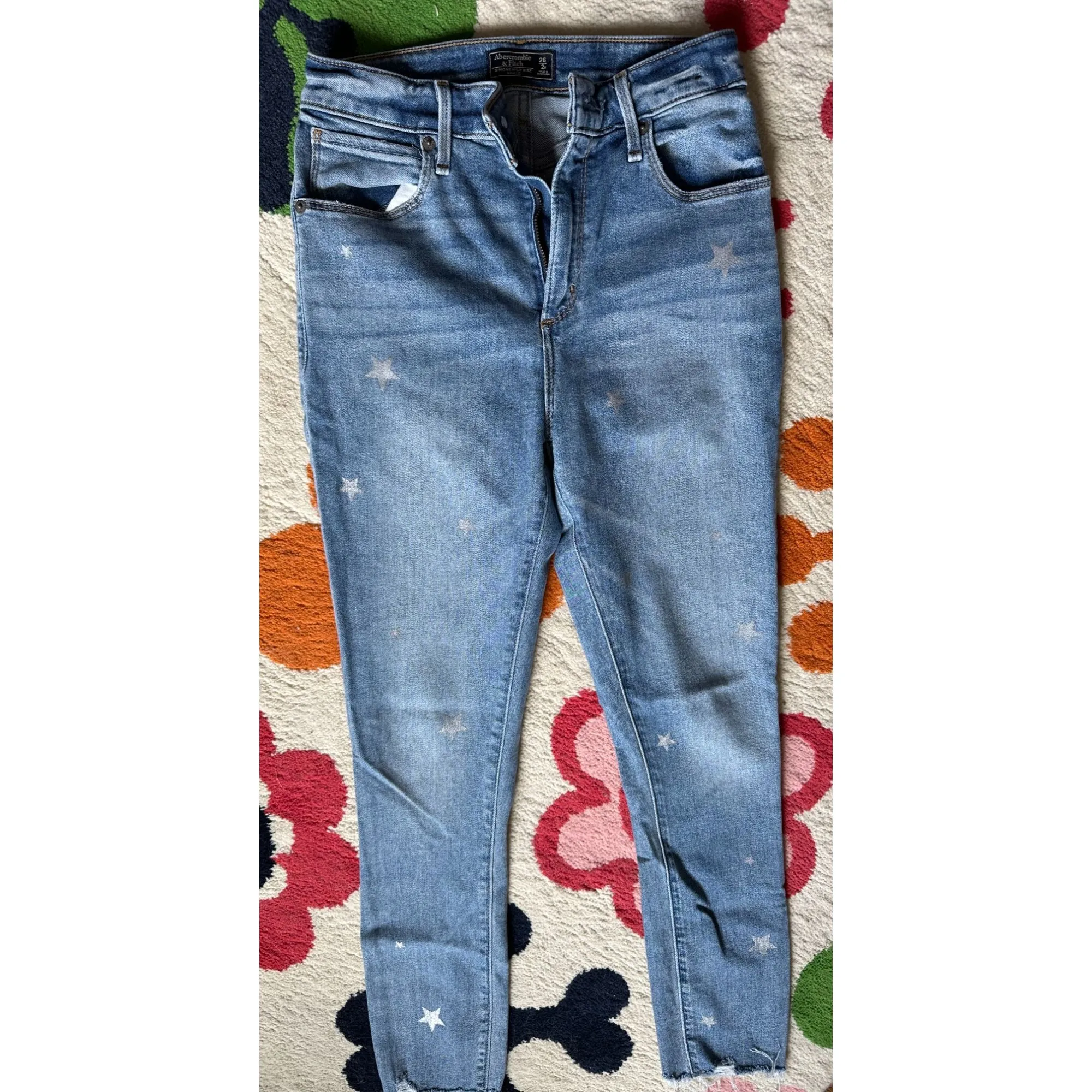 Abercrombie and Fitch Simone High Rise Ankle Jeans Star Prin