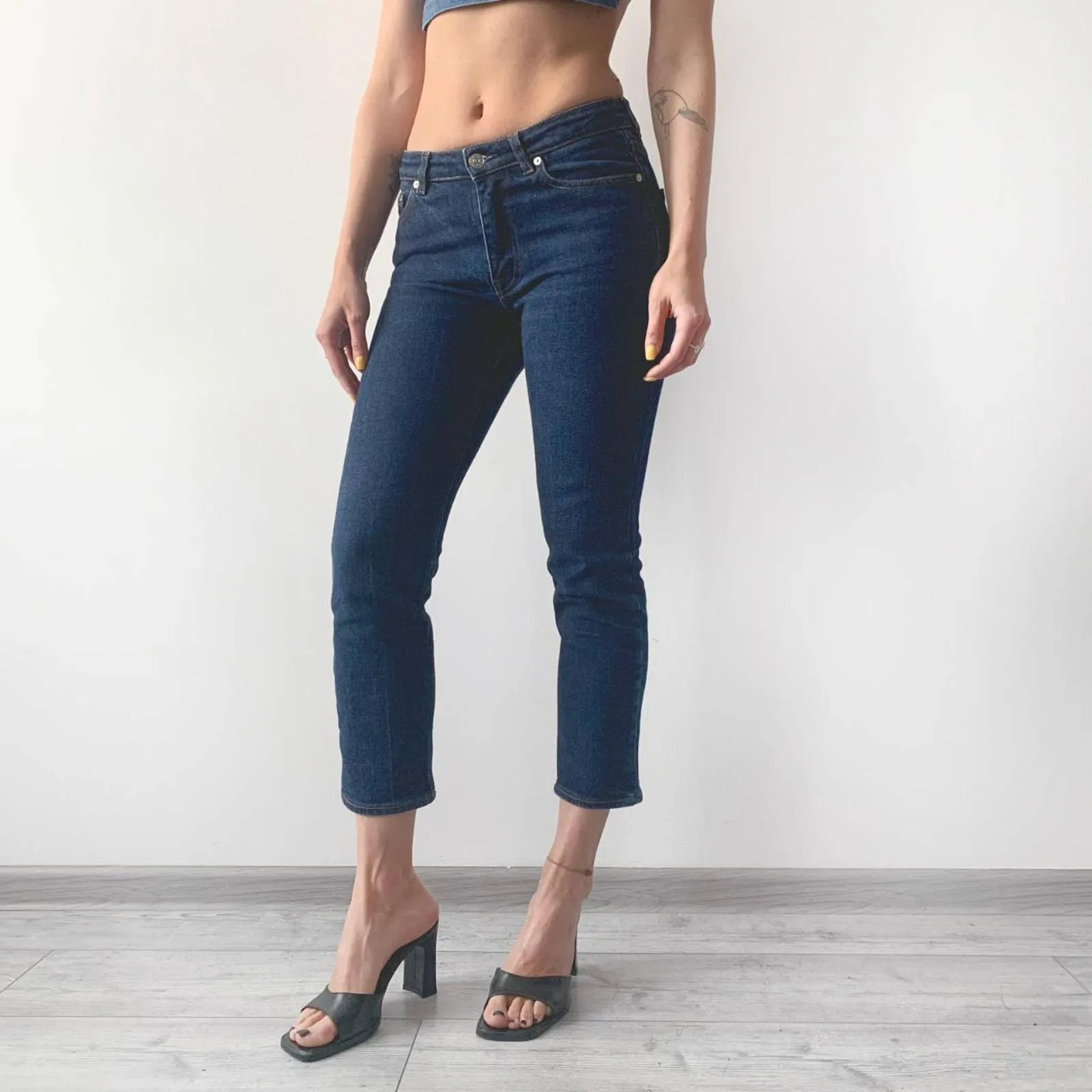 Vintage Acne Studios y2k navy blue denim capri pants