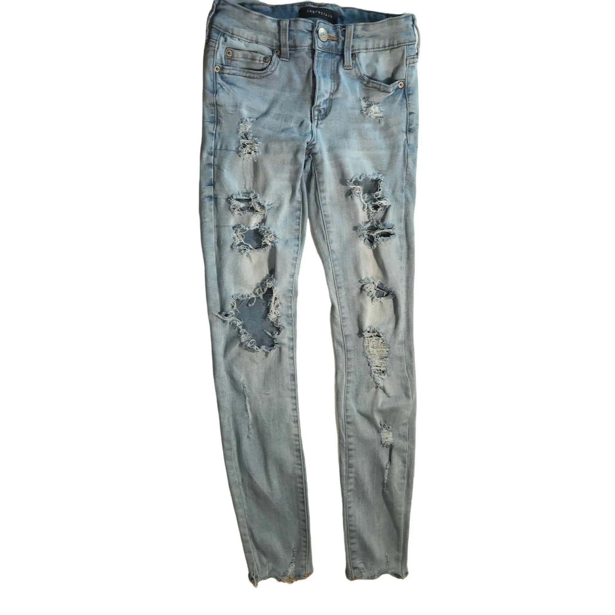 AEROPOSTALE STRETCH DISTRESSED HOLED JUNIOR JEANS