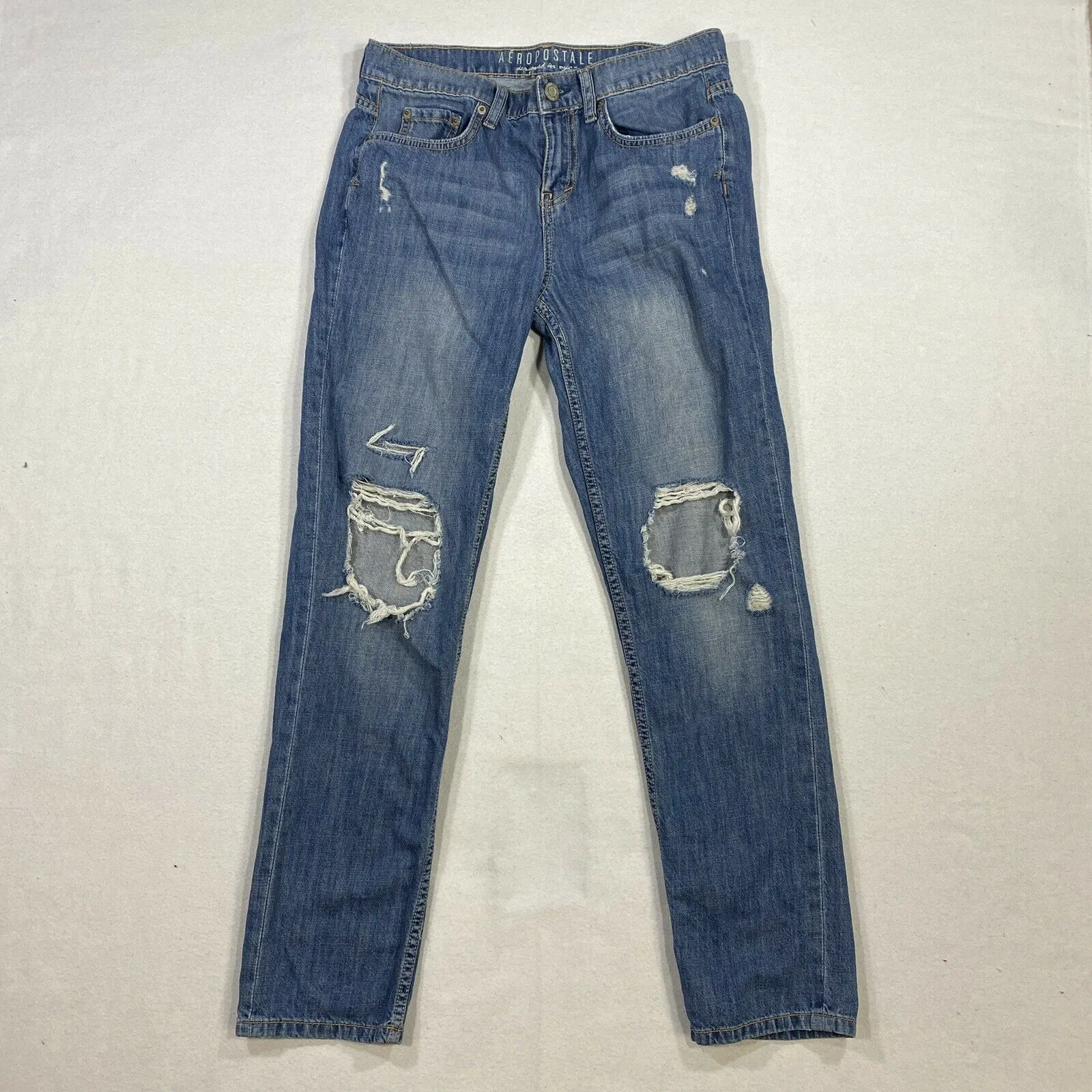 Aeropostale Women's 2 Skinny Distressed Blue Jeans 2 Regular