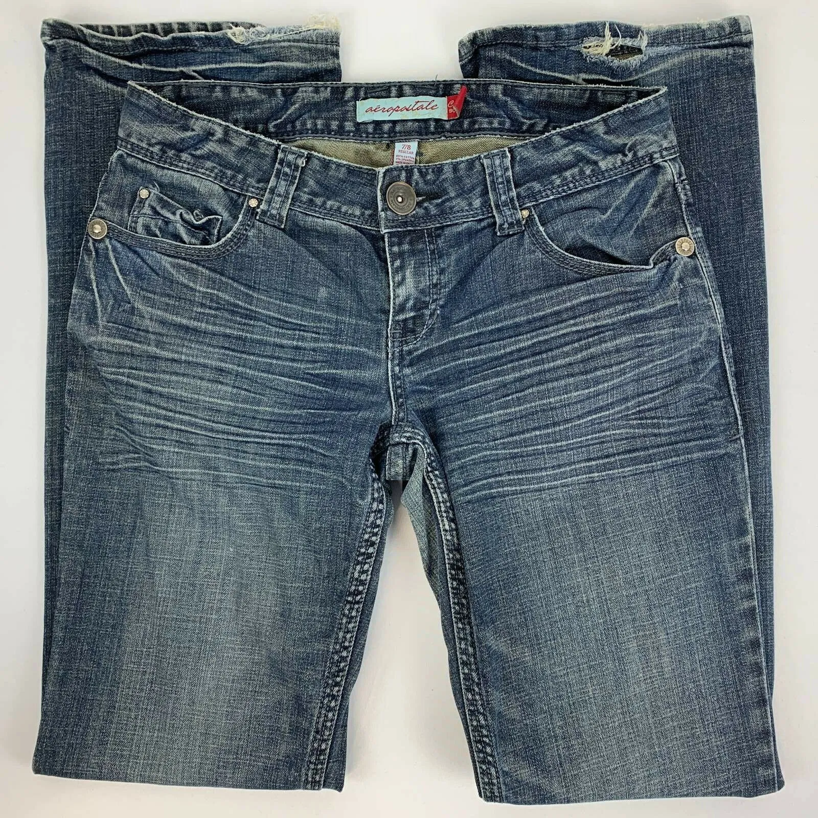 Aeropostale Womens Chelsea Bootcut Jeans Blue Stretch 7/8