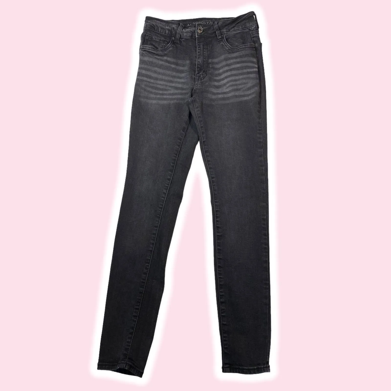 Aeropostale High Rise Denim Jeggings Sz 4 Washed Black