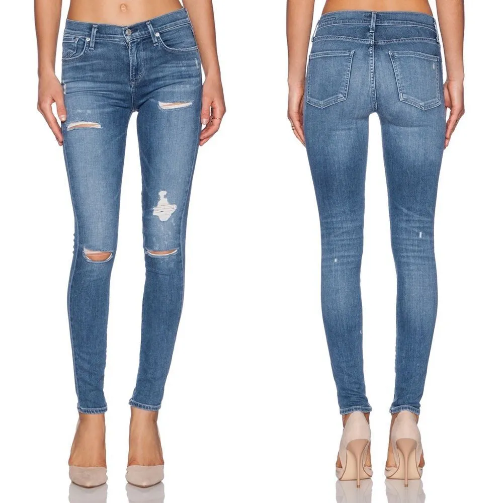 Agolde Sophie High Rise Skinny Jeans 27 Cannes Destroyed