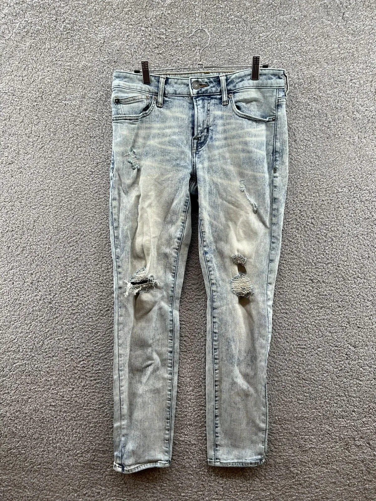 American Eagle Womens Skinny Acid Wash Distressed Jeans Size
