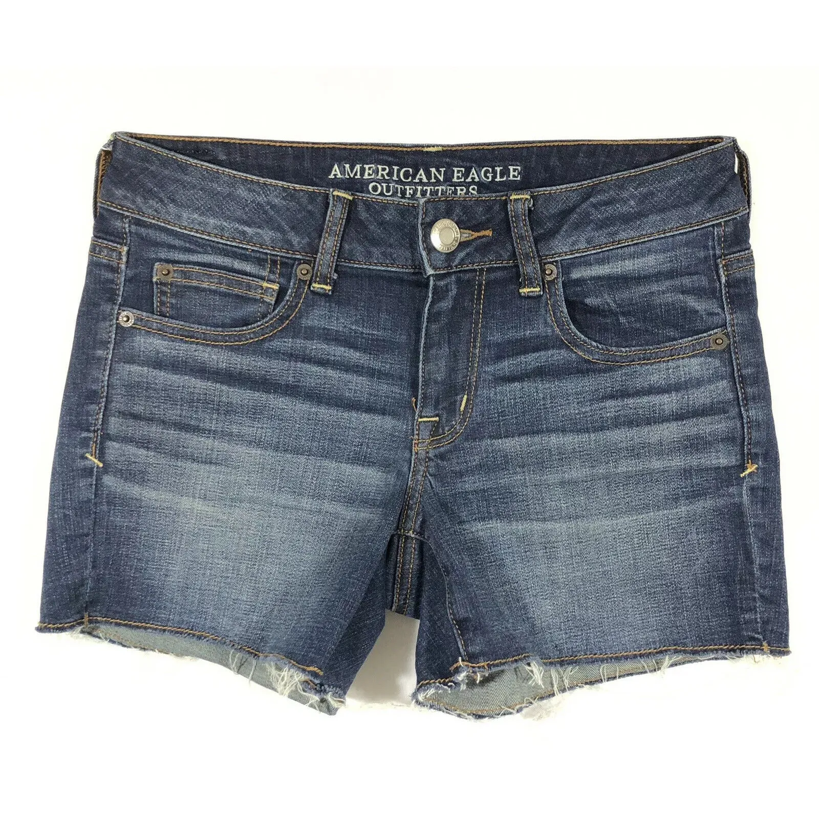 AMERICAN EAGLE Cut Off Shortie Jean Shorts Womens 4 super stretch denim