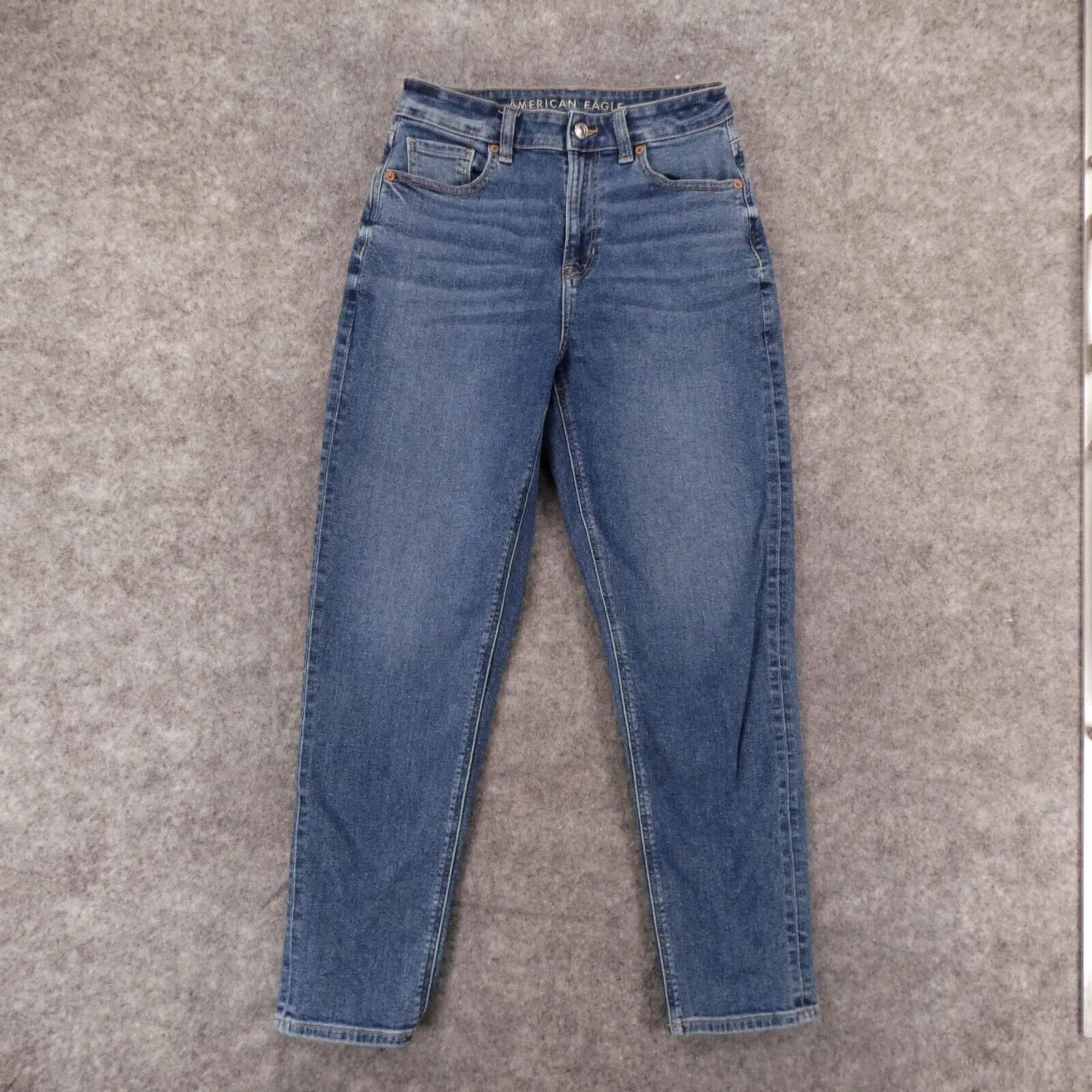 American Eagle Jeans Womens 4 Reg Stretch High Waist Mom Jean Med Wash Ladies