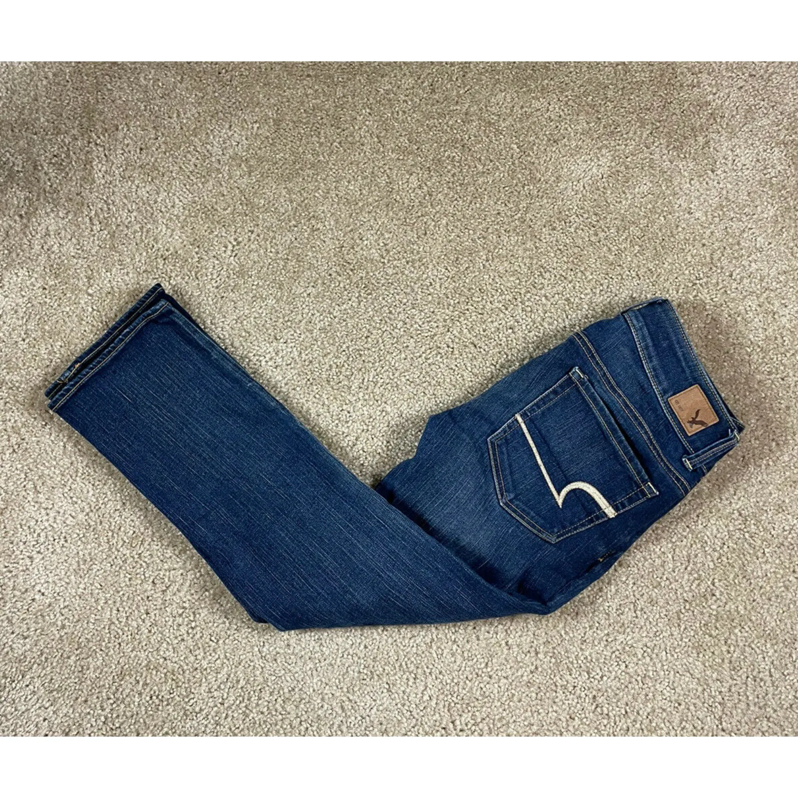 American Eagle Artist Ankle Crop 8.5 Rise Skinny Blue Jeans Super Stretch size 2