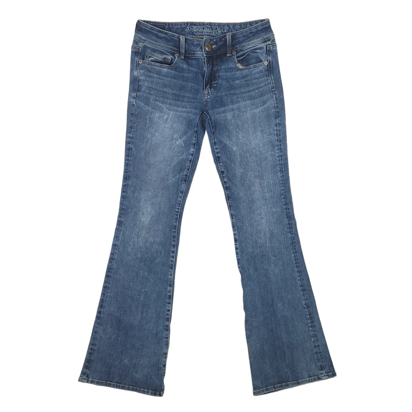 American Eagle 360 Super Stretch Kick Boot Jeans Womens 4 Reg Blue Low Rise