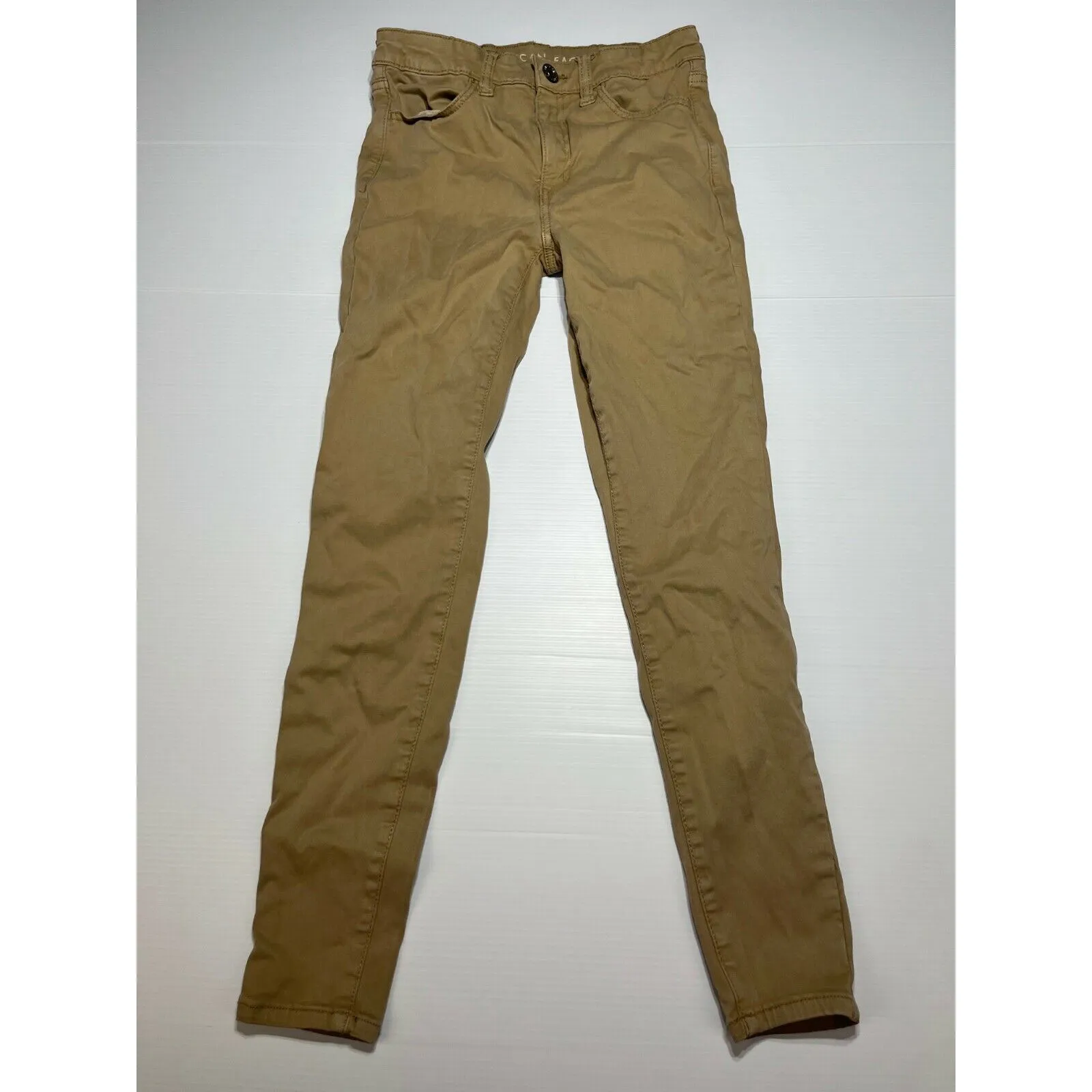Womens Beige American Eagle Stretchy High Rise Skinny Jeans Size 2 U3
