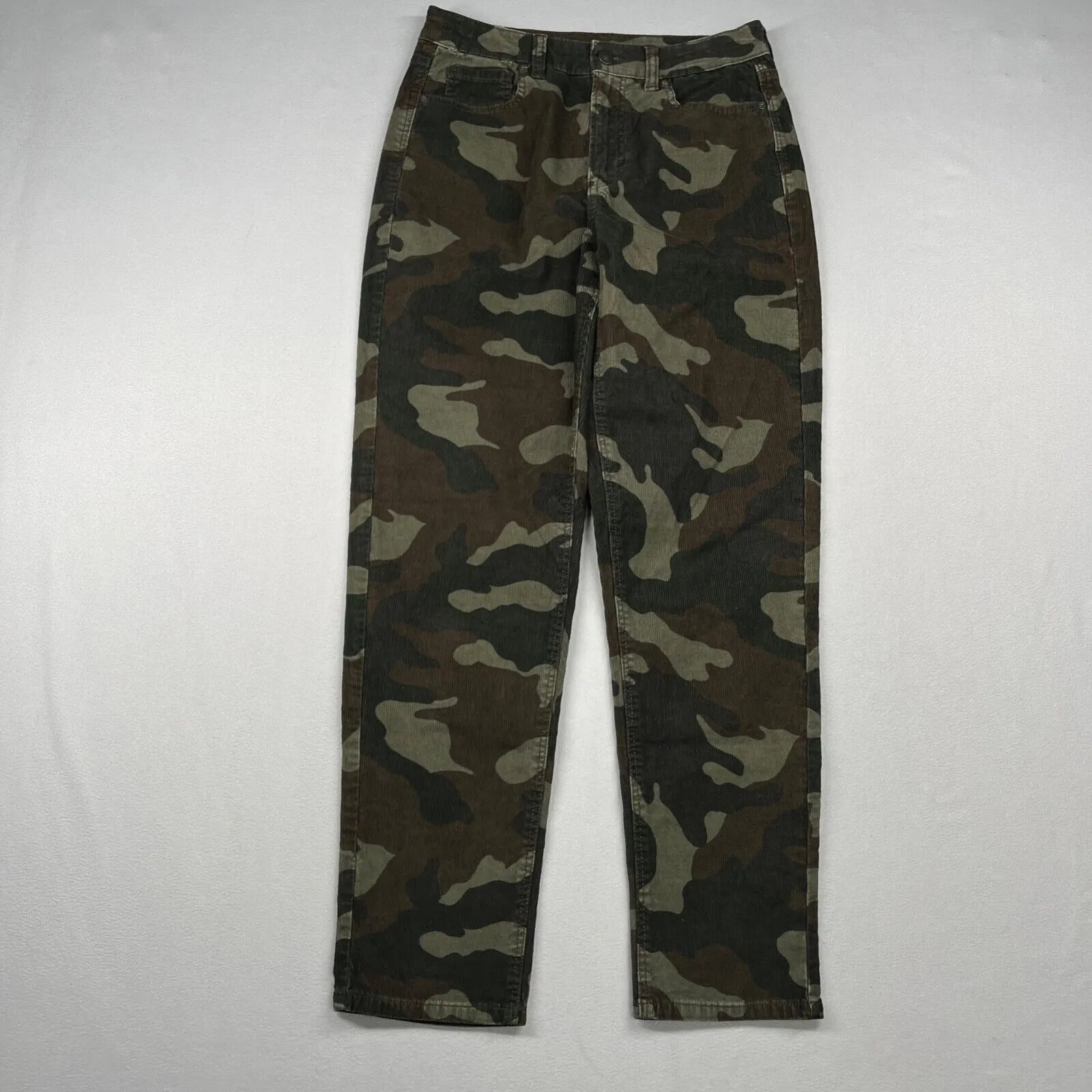 American Eagle Pants Women Size 4 Camo Corduroy Mom Jean High Waisted Stretch AE