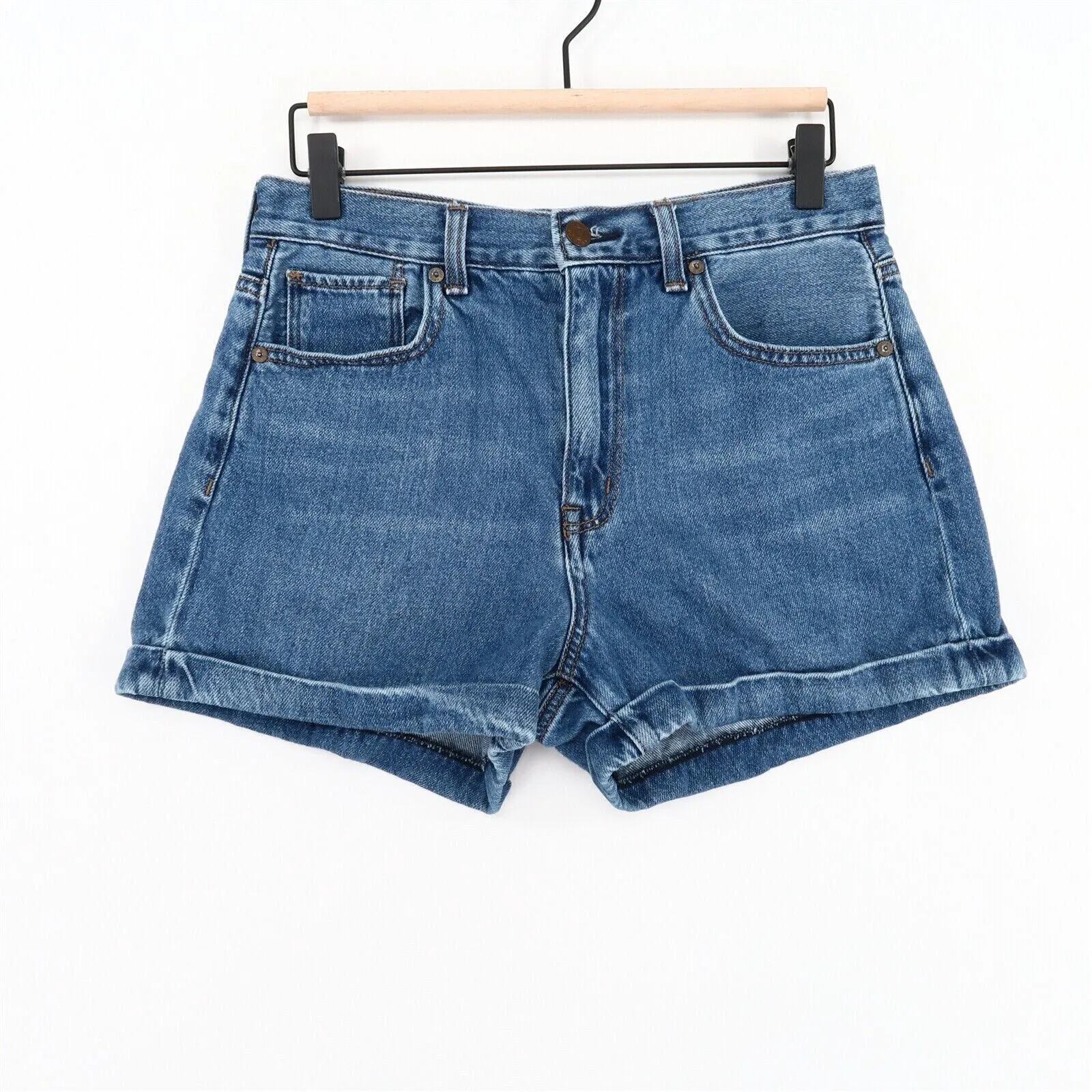 American Eagle Mom Jean Shorts Womens 6 Blue 100% Cotton Denim Cuffed