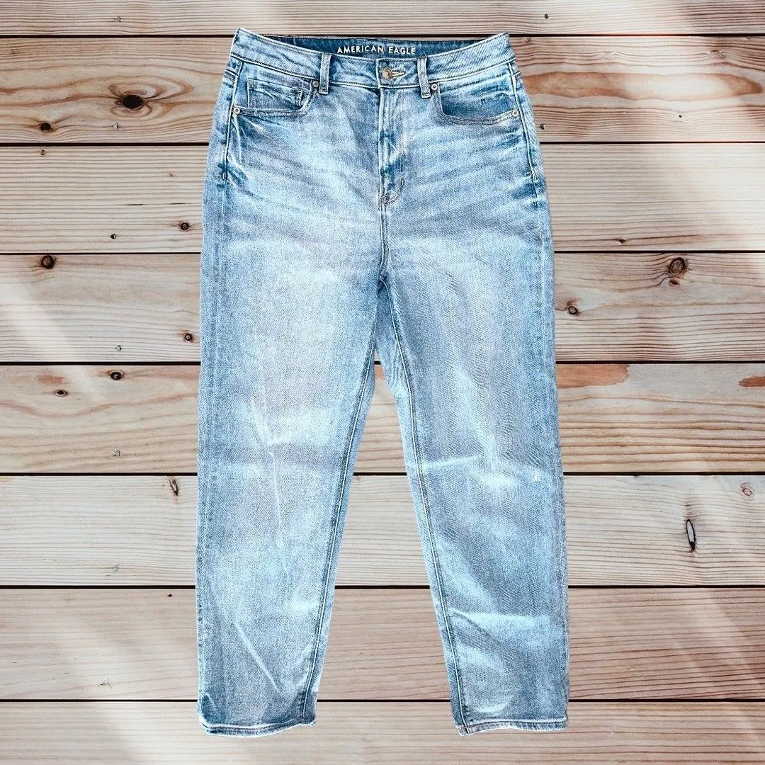 M1 American eagle AE mom striaght high rise jeans size 10 li