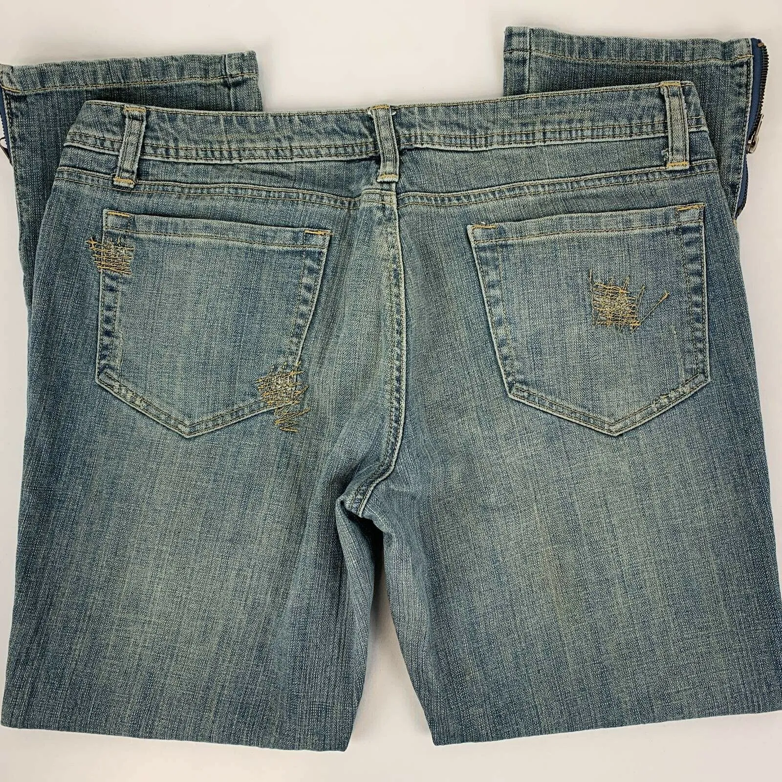 Arizona Womens Straight Leg Jeans Blue Stretch Medium Wash