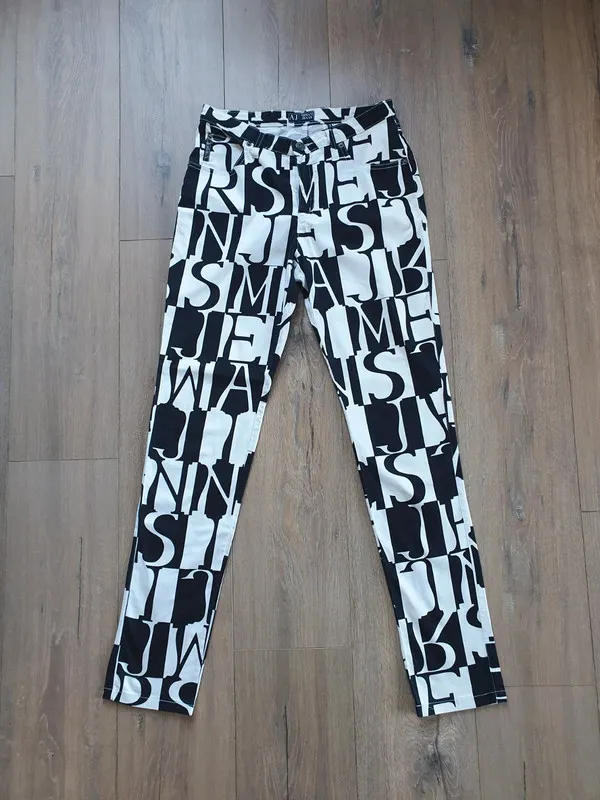 Armani Jeans b&w printed pants in size S