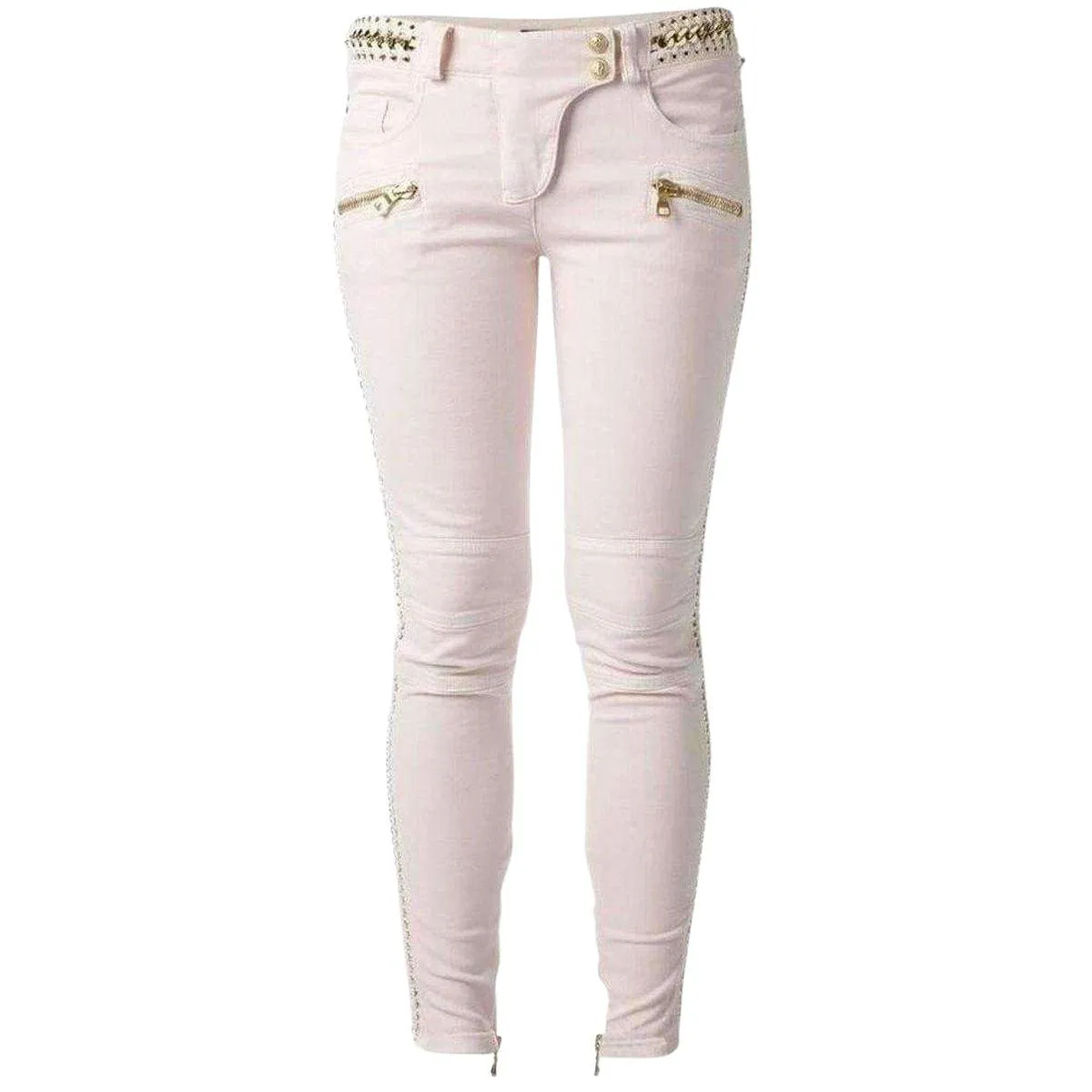 Low Rise Lace Chains Biker Jeans