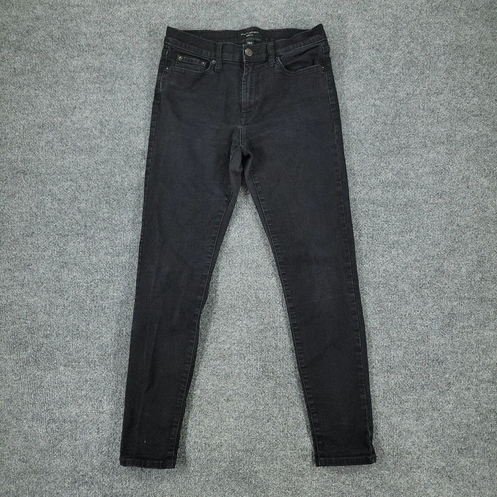 Banana Republic Jeans Women's 8 Black Skinny Denim Mid Rise Stretch Pockets Zip