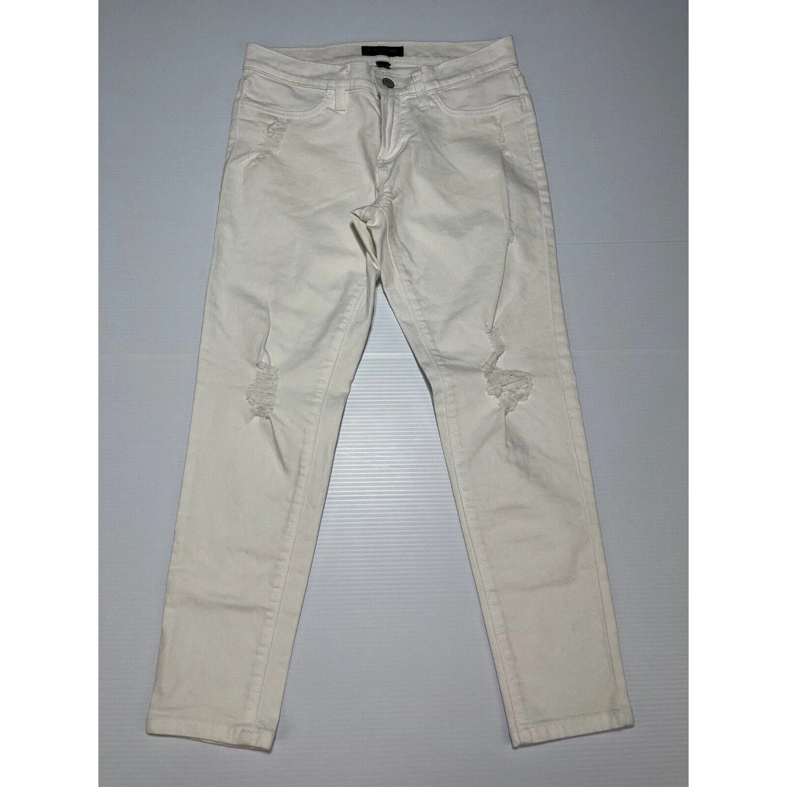 Women's White Banana Republic Stretchy Mid Rise Distressed Jeans Size 6 K2