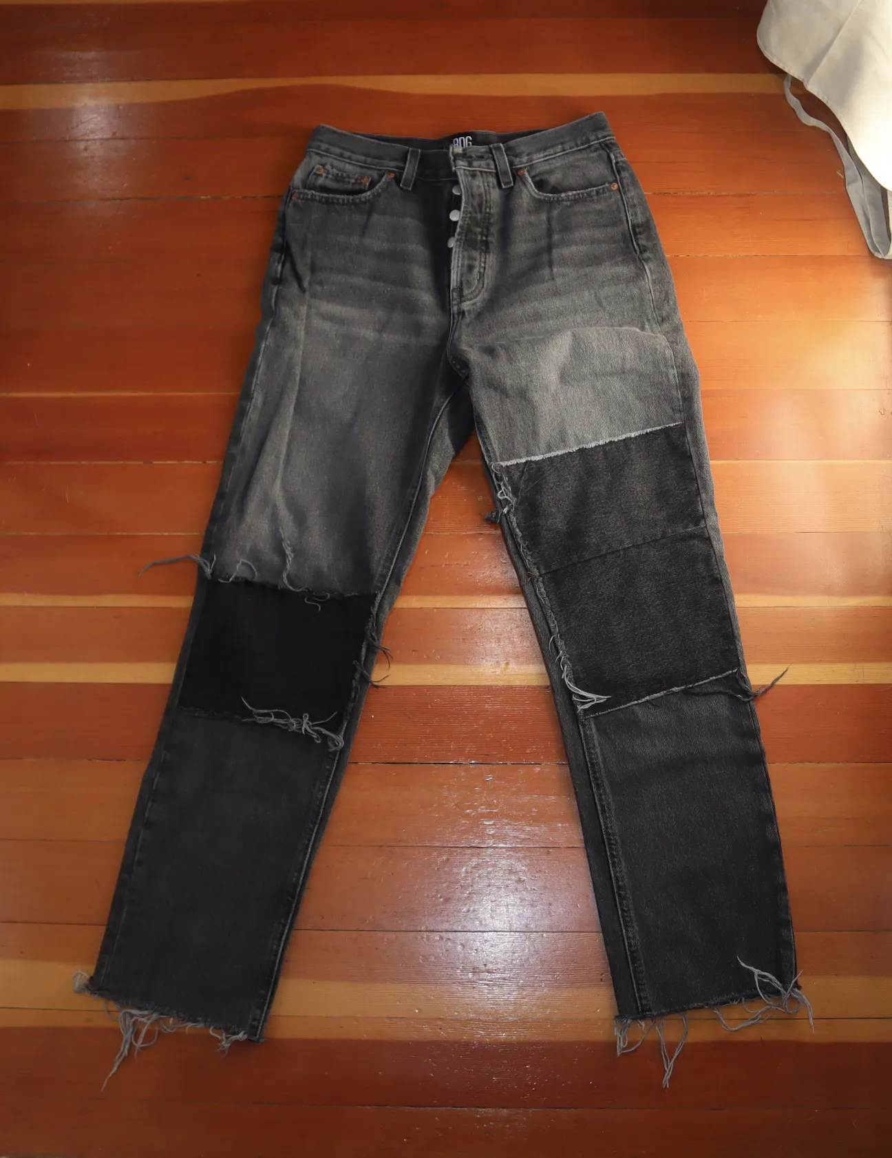 Dark Wash Grey/Black Patchwork BDG Jeans