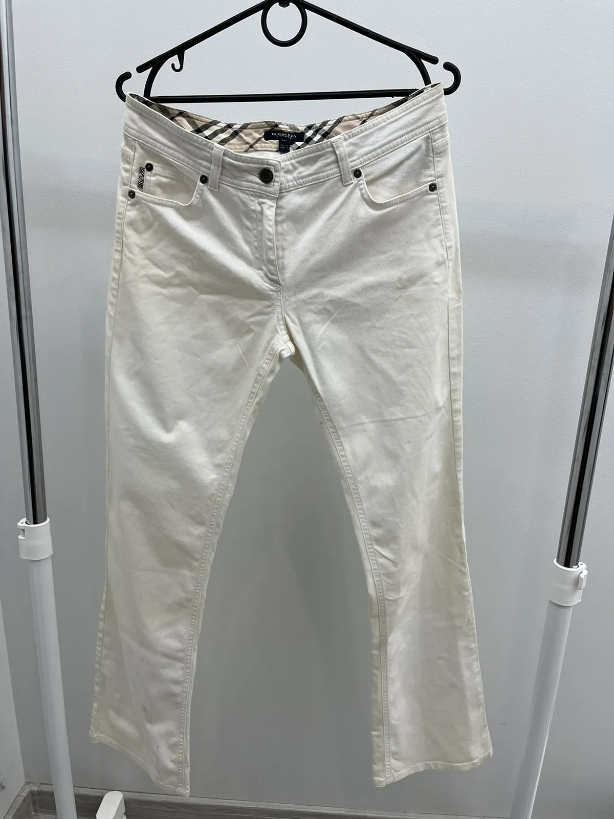 Burberry London Nova Check White Denim Pants