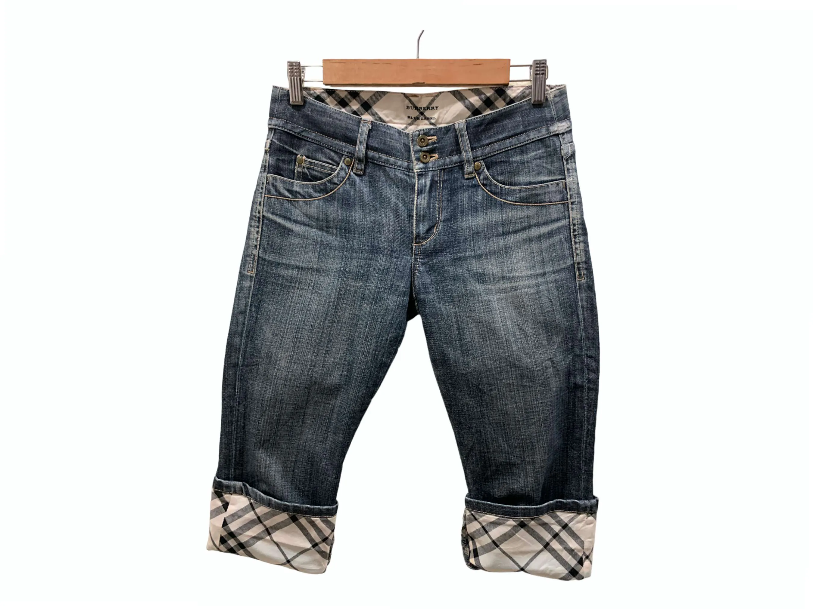 Burberry Blue Label Cropped Ankle Tappered Nova Check Jeans