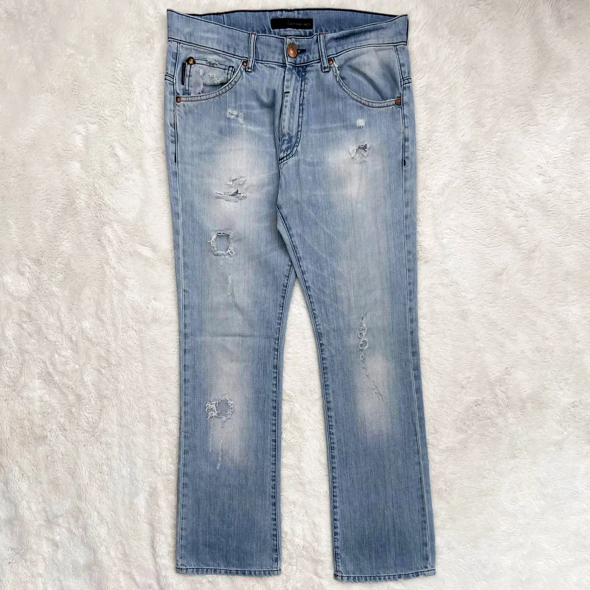 Calvin Klein Vintage Ripped Light Wash Bootcut Western Jeans
