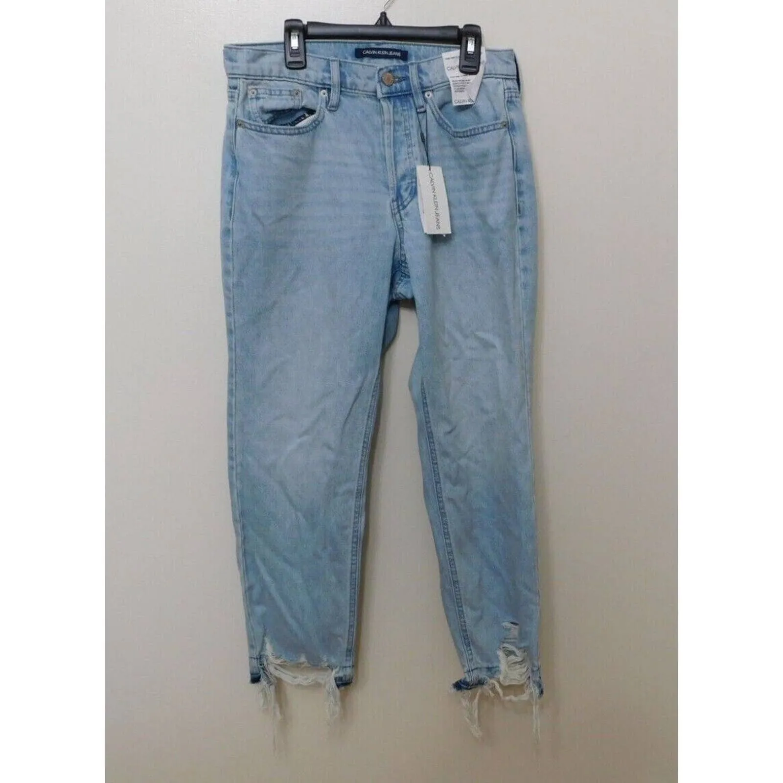 JR483 Calvin Klein Ocean Ripped Straight-Leg Jeans Size 27