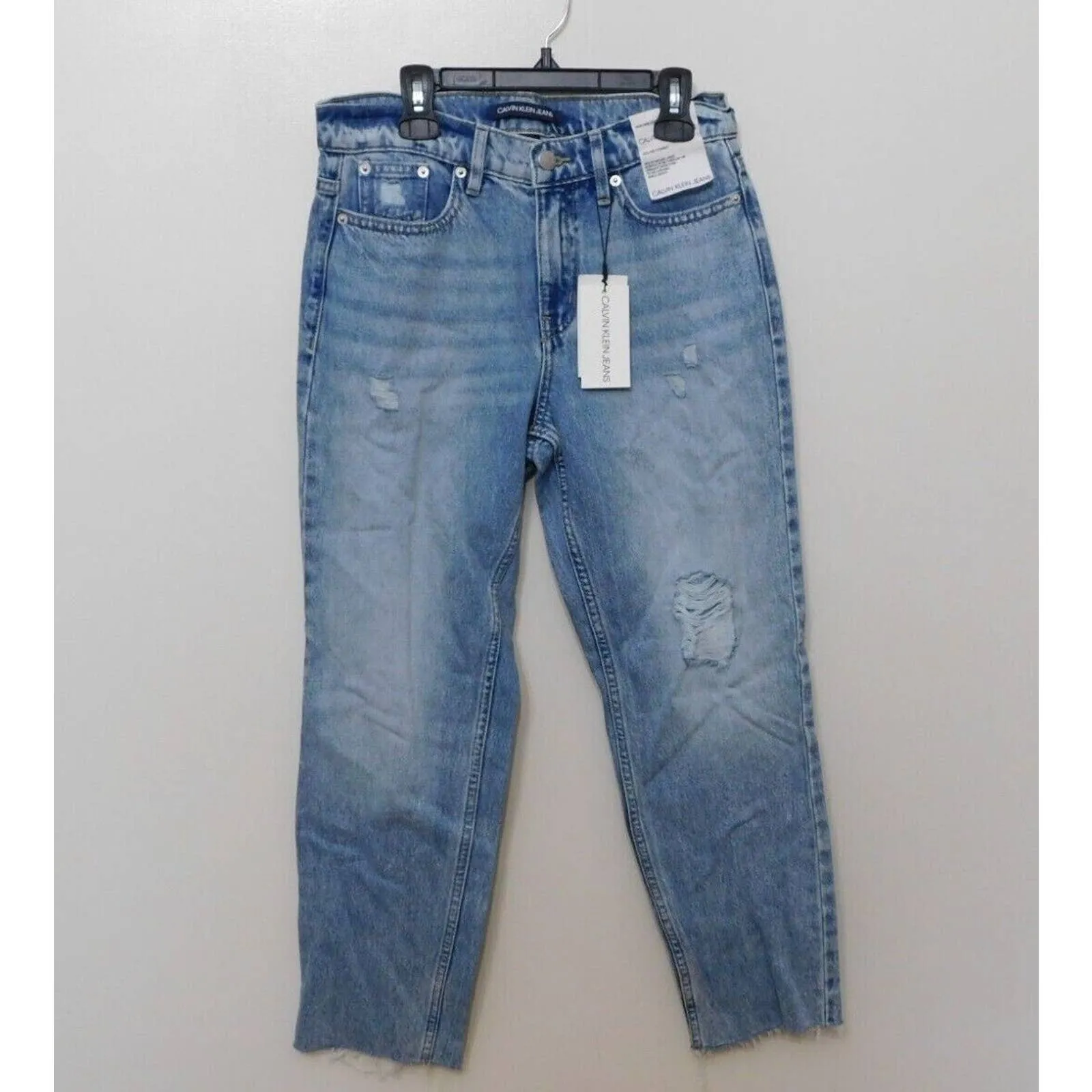 JR465 Calvin Klein Distressed Straight-Leg Ankle Jeans 28x27