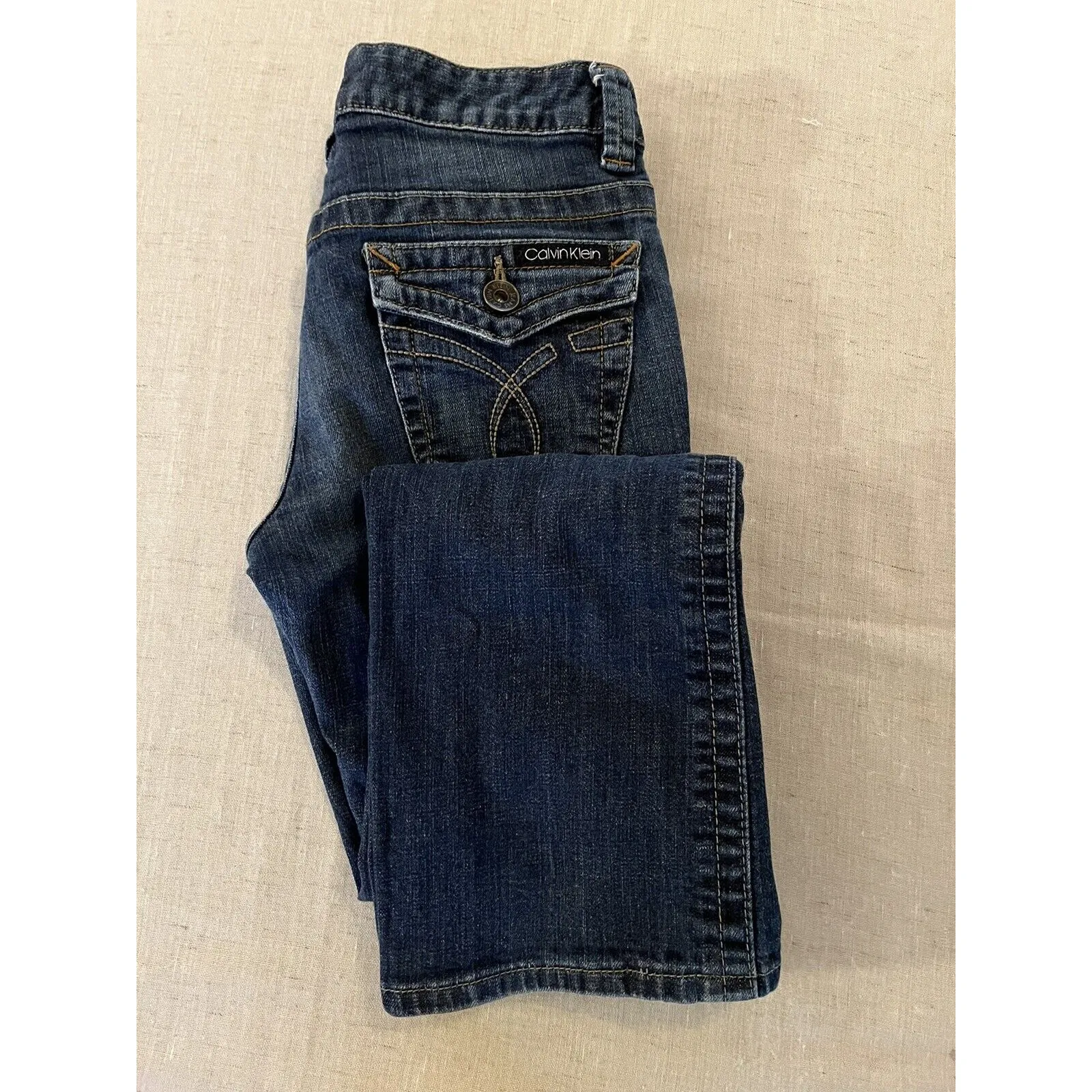 Calvin Klein, Lean Bootcut Back Flap Pockets, Women's Denim