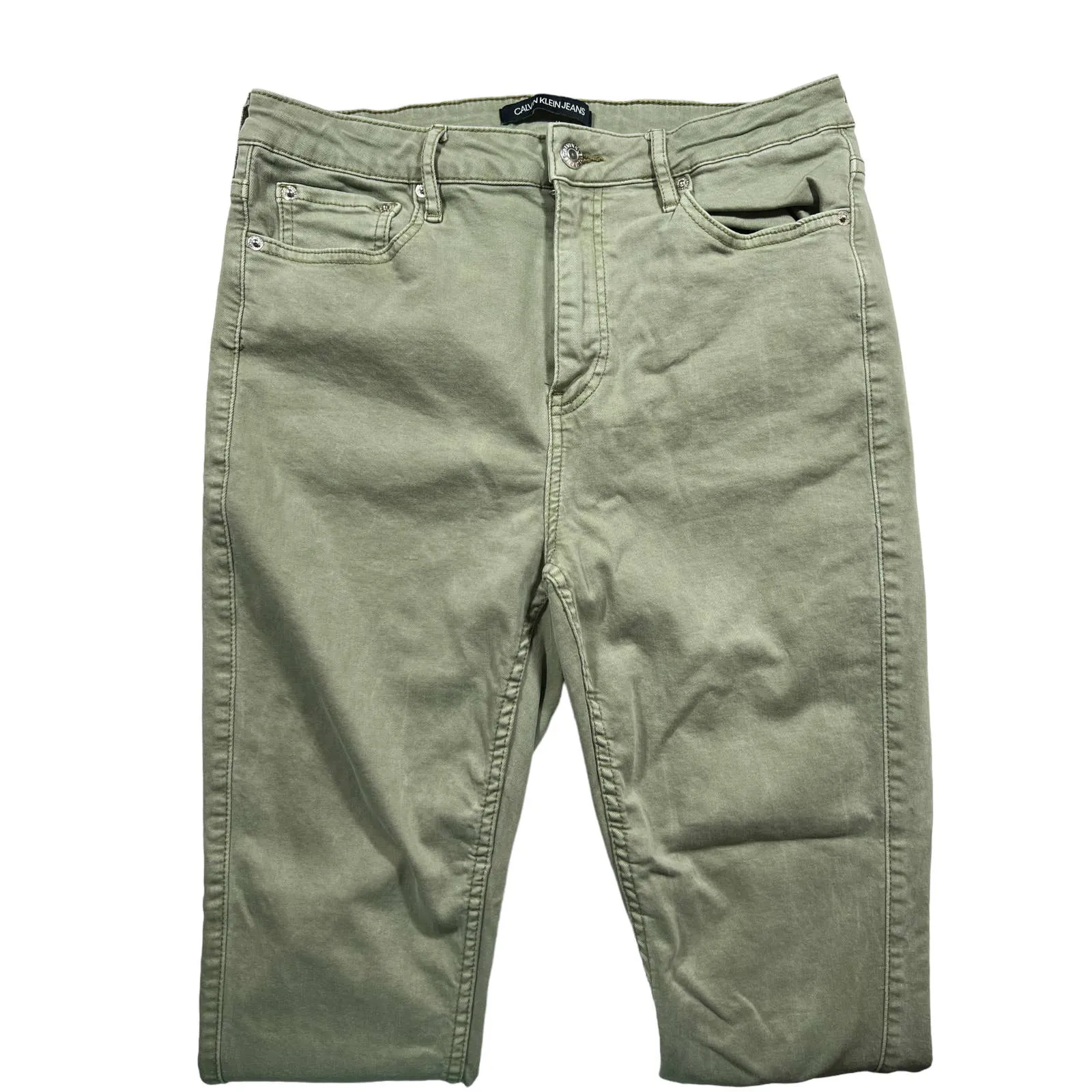 Calvin Klein Jeans Pale Green Stretchy Tapered Leg Womens 12