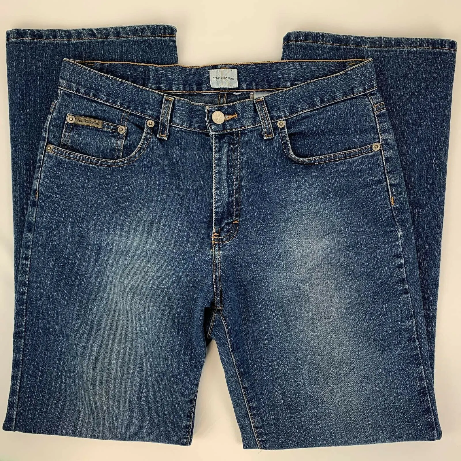 Calvin Klein Womens Boot Cut Jeans Blue Stretch Pockets 10