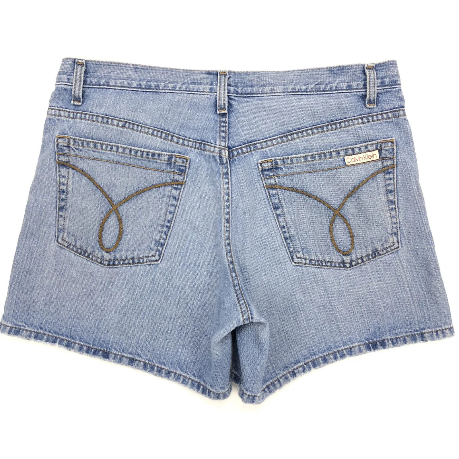 vintage 90s CALVIN KLEIN Jean Shorts Womens 12 faded distressed denim