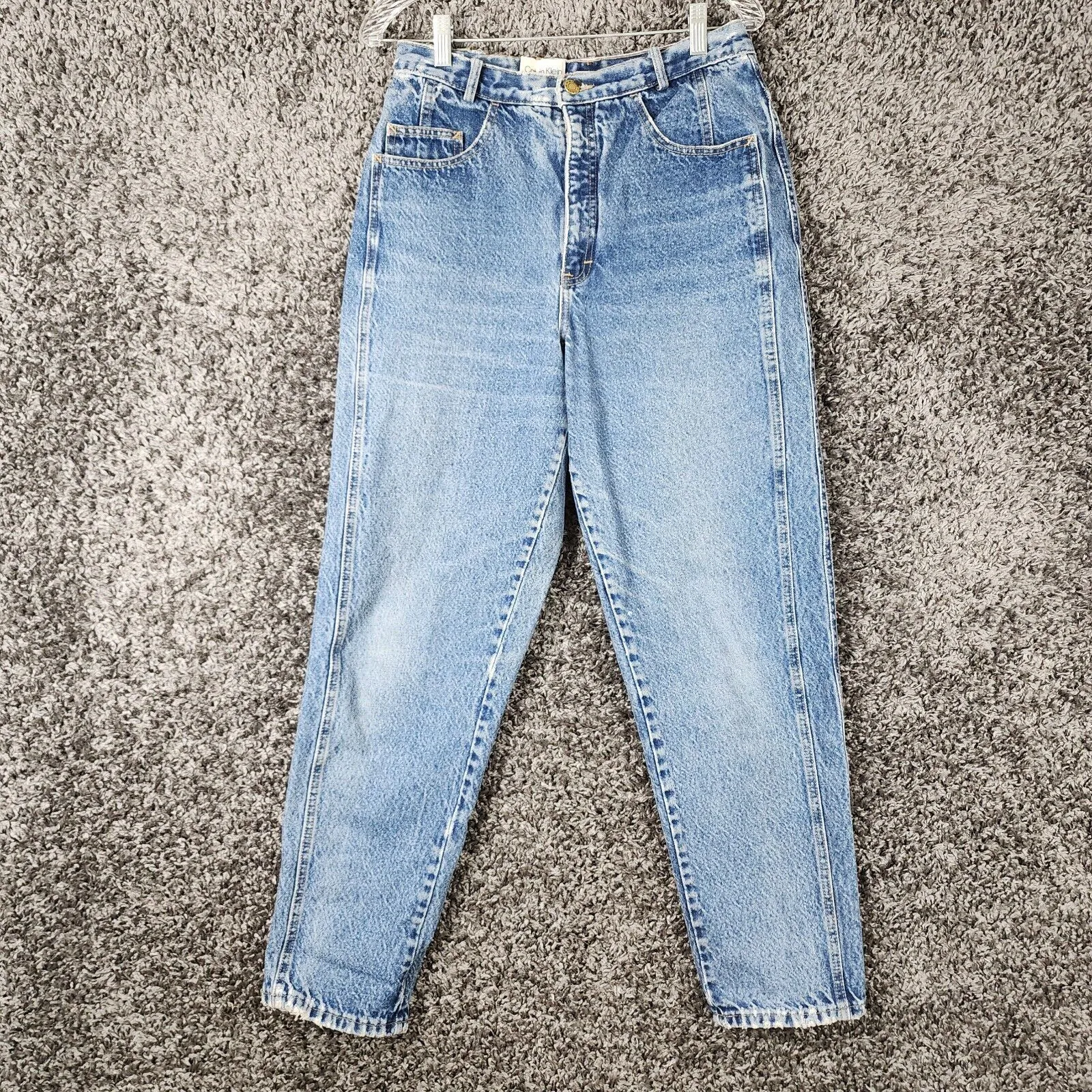 Calvin Klein Womens Vintage Distressed Straight Leg Blue Jeans Size 14