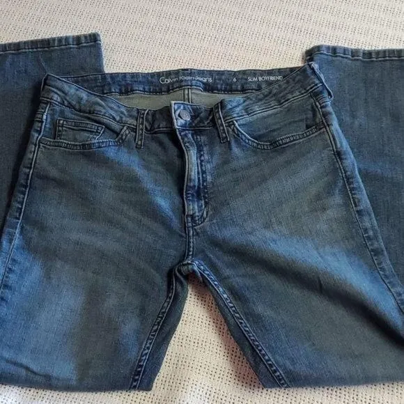 Calvin Klein Vintage Slim Boyfriend Blue Sz 6 Jeans Pocke