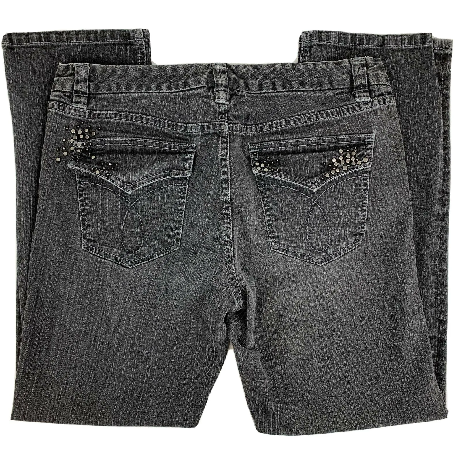 Calvin Klein Womens Bootcut Jeans Black Stretch Mid Rise 10