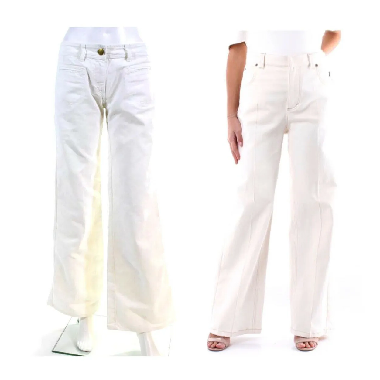 CHLOE Perle Wide Leg Low-Rise Ivory Pants Made In Italy MSRP