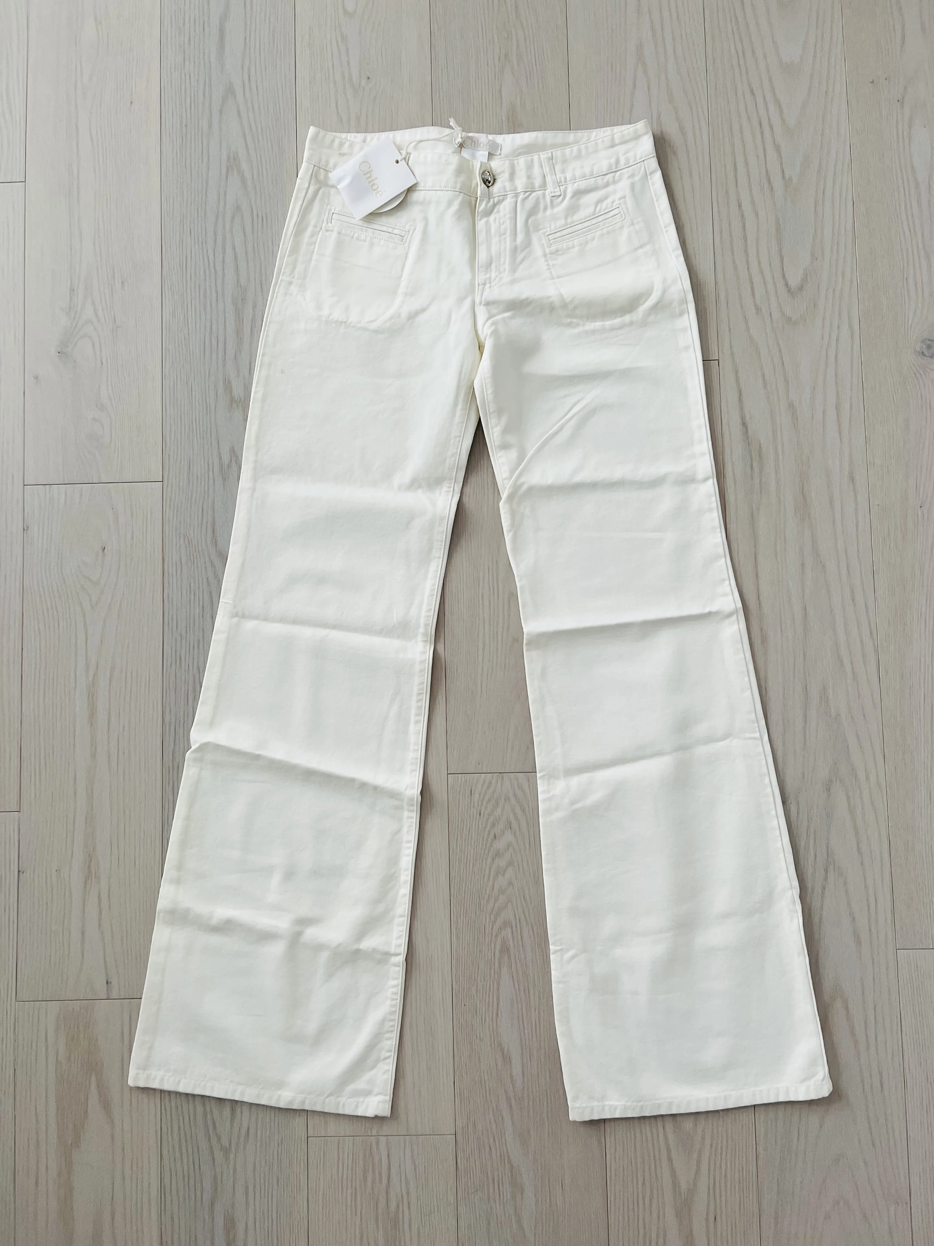 CHLOE Couture Wide Leg Jeans Off White