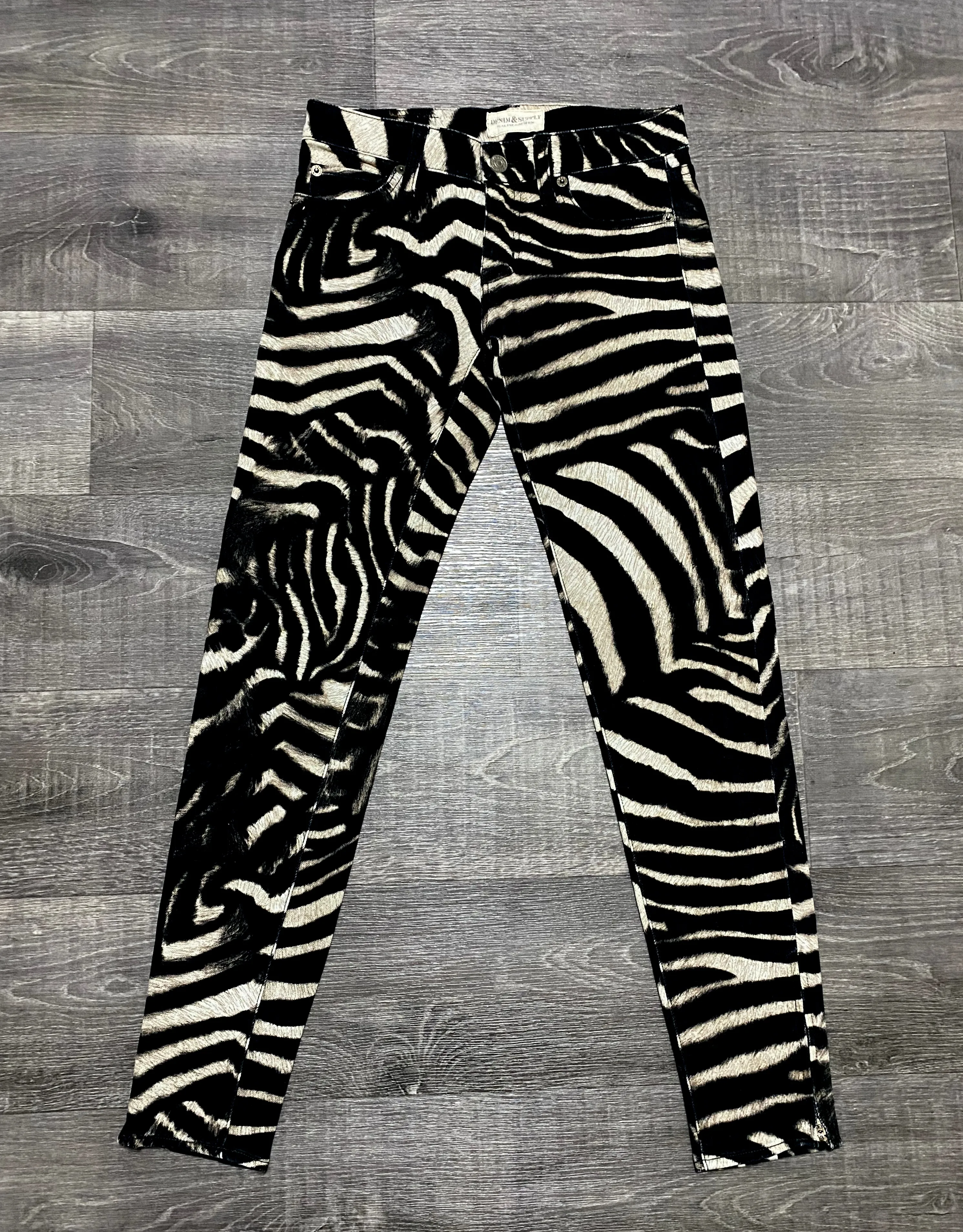 Women's D&S RL Zebra Printed Pattern Skinny Jeans Denim