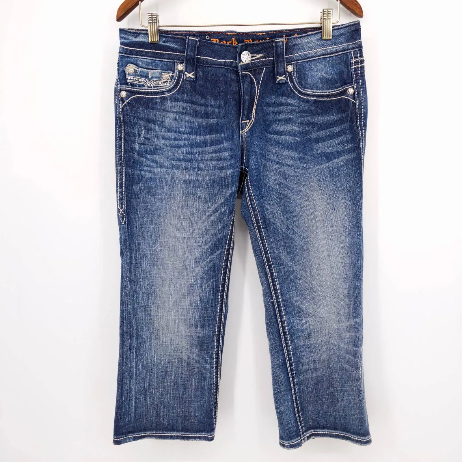 Rock Revival Sora Capri Jeans Bling Rhinestone Pocket Sz 29