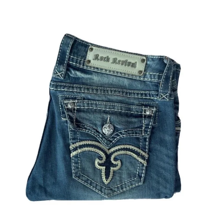 insane y2k size 29 rock revival low rise flare leg jeans